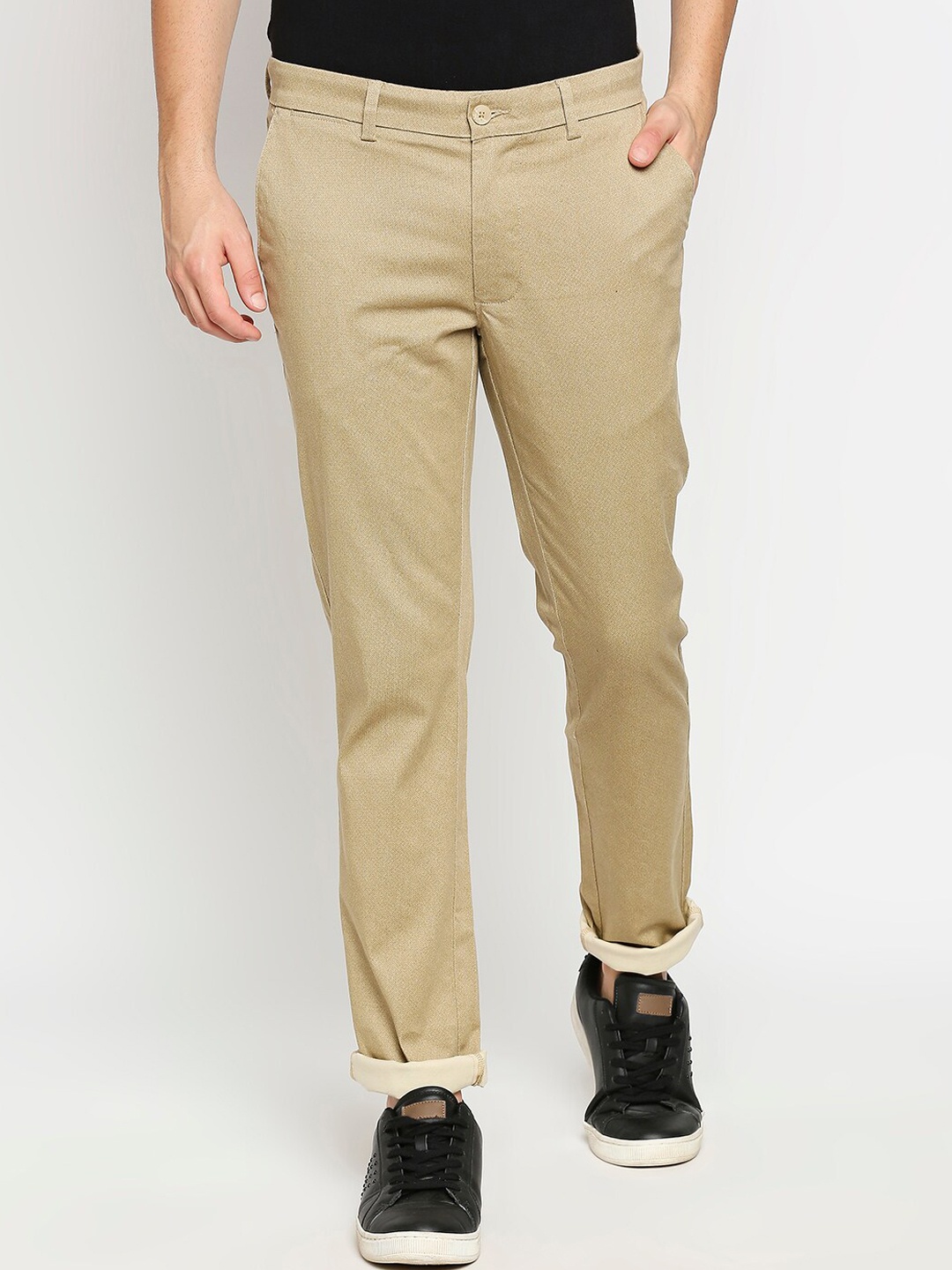 

Basics Men Tapered Fit Cotton Trousers, Khaki
