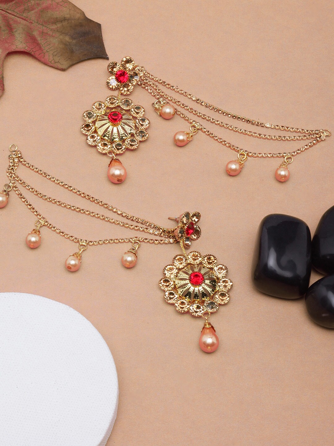 

DIVA WALK Stone Studded Gold-Plated Drop Earrings