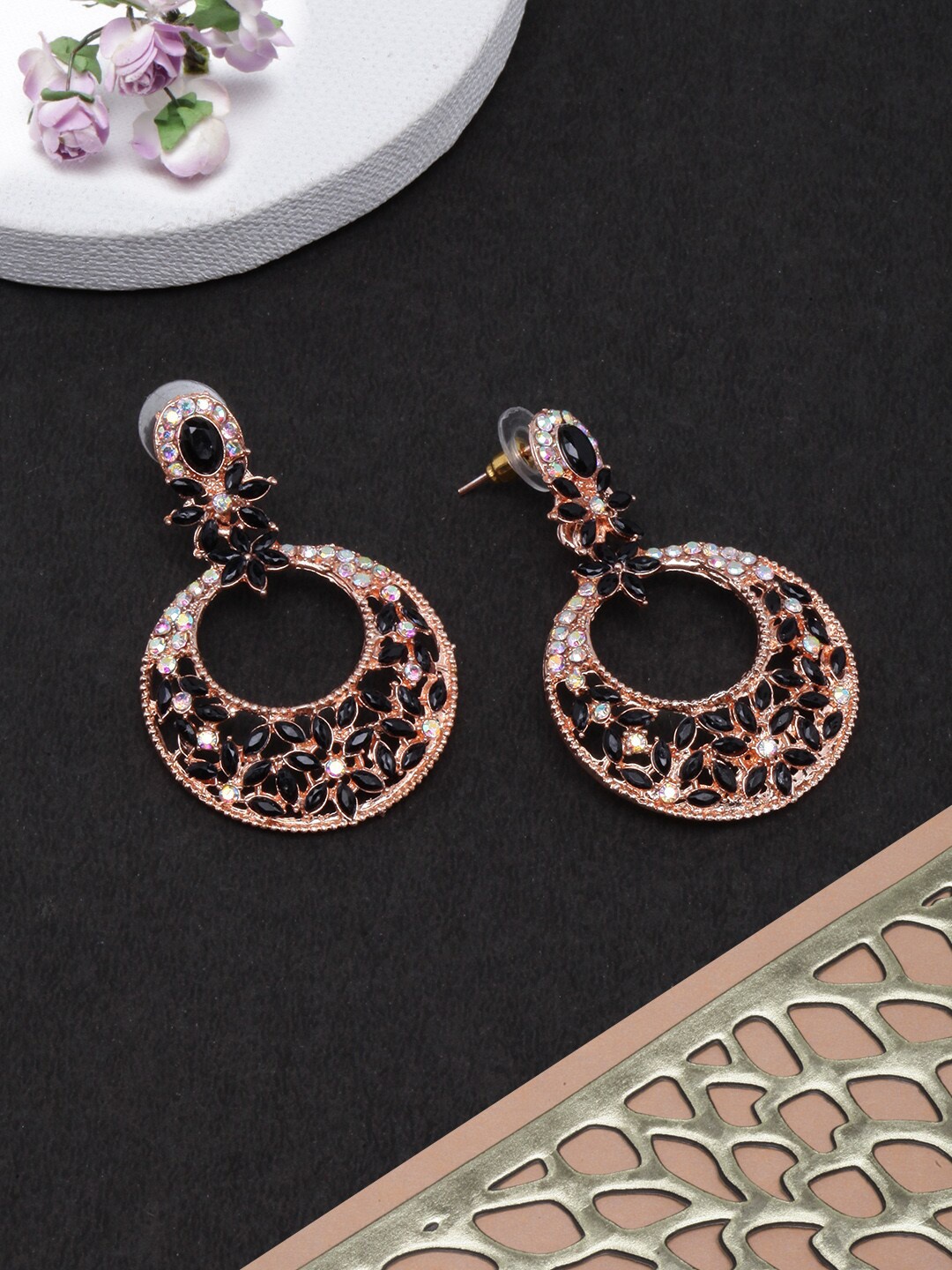 

DIVA WALK Rose Gold Plated Circular Drop Earrings