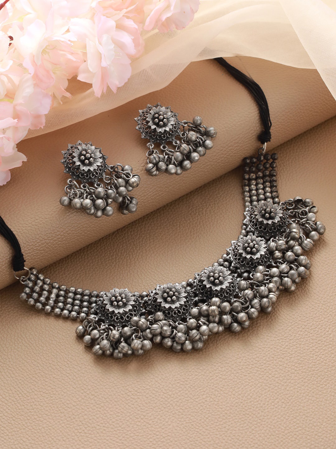 

Jazz and Sizzle Oxidised Silver-Plated & Beaded Jewellery Set