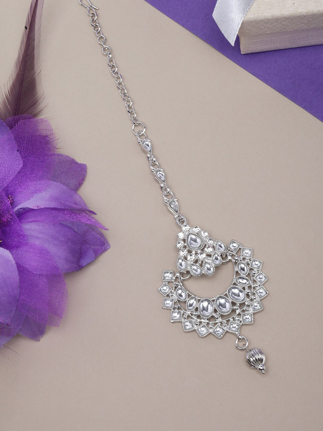 

DIVA WALK Silver-Plated Kundan-Studded Maang Tikka