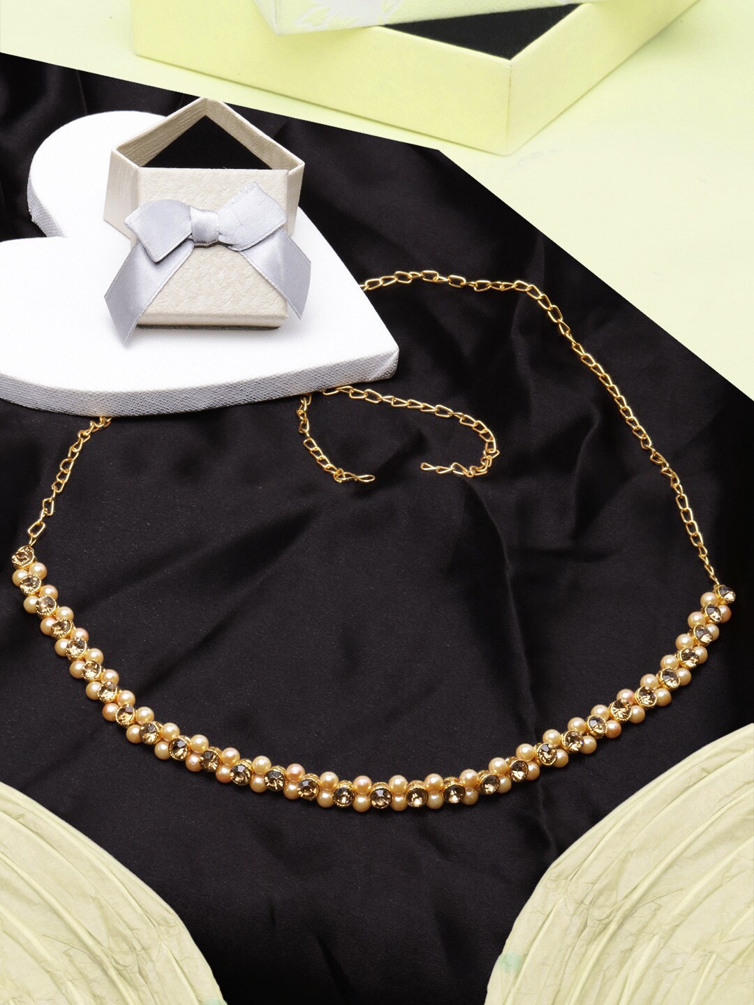 

DIVA WALK Women Gold-Plated Beaded Brass Body Chain
