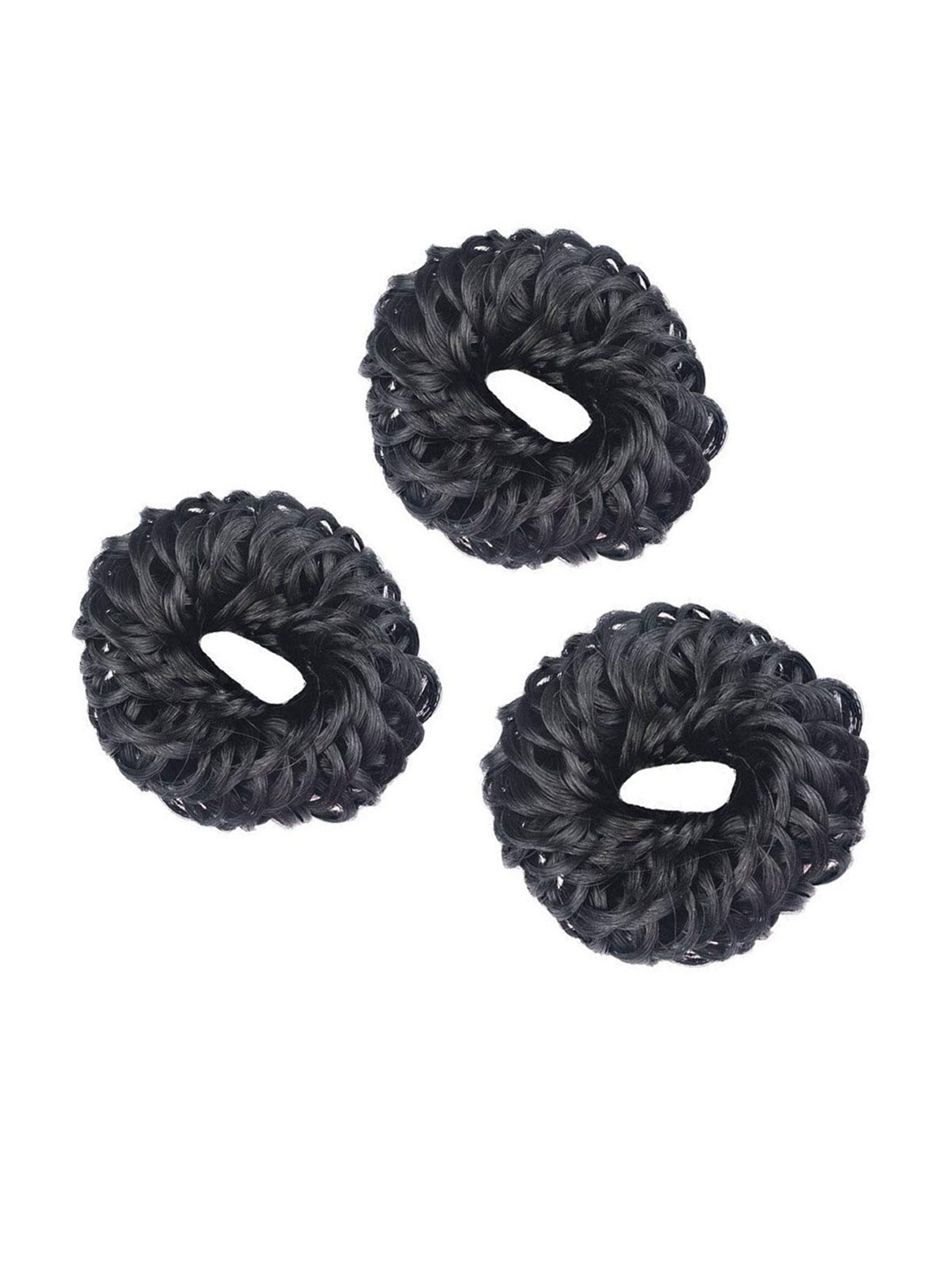 

CHRONEX Set of 3 Synthetic Hair Juda Band Bun Maker Hair Extension- Black