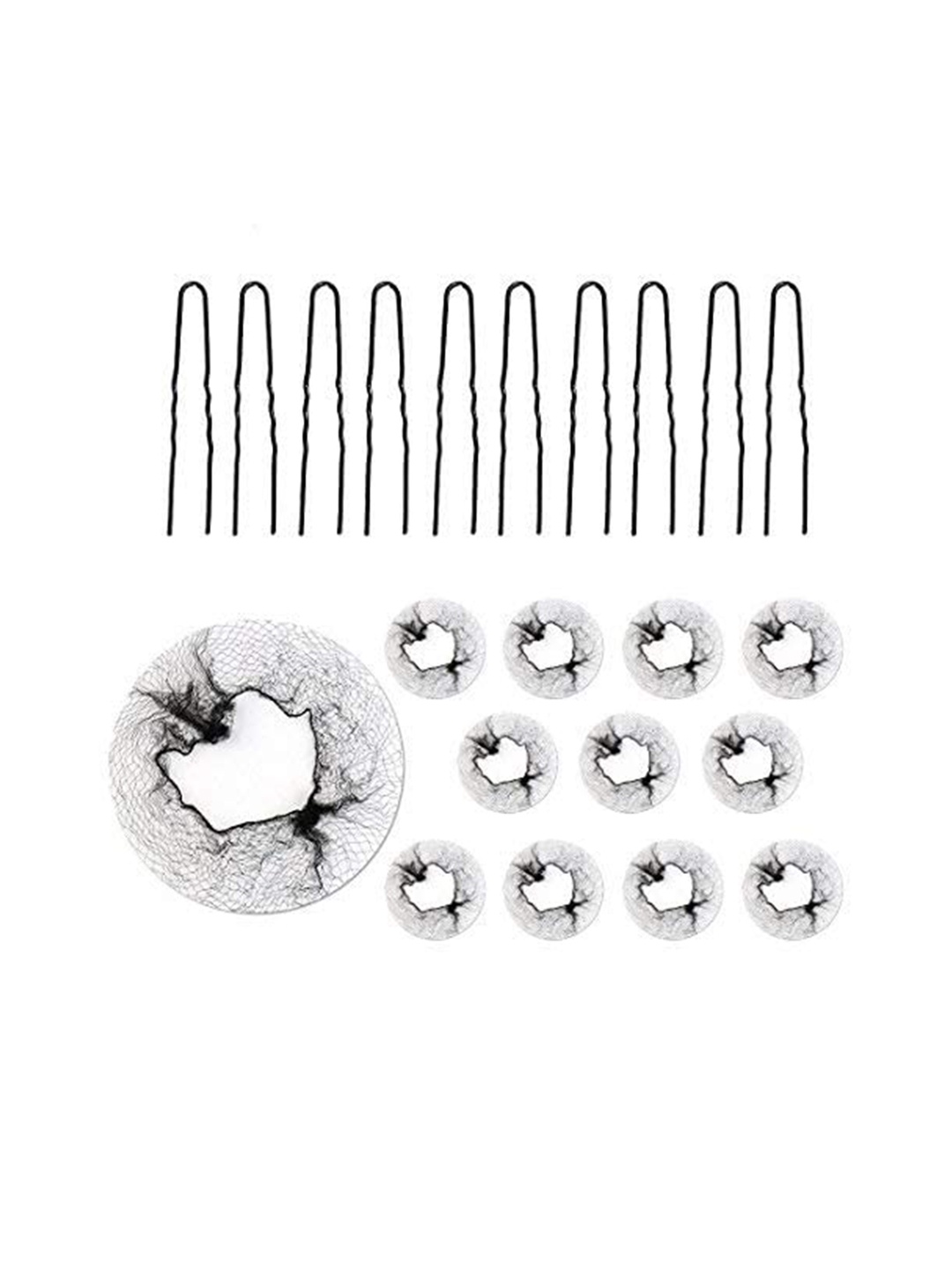 

CHRONEX Women Set of 10 Pin & 12 Nets, Black