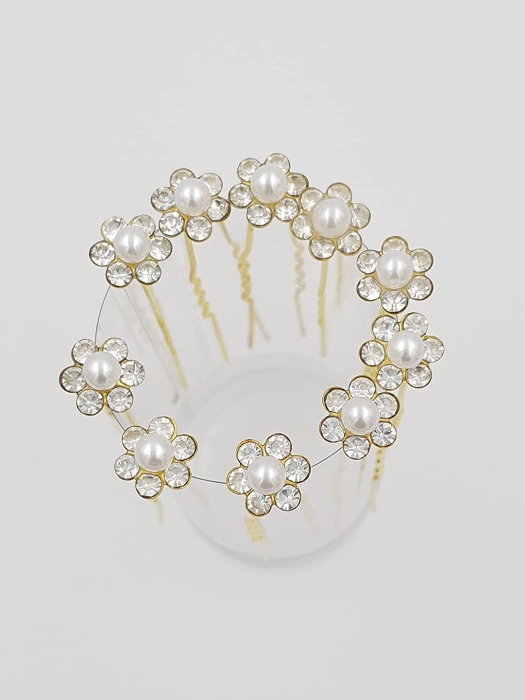 

CHRONEX Women Gold-Toned Set Of 24 Embellished U Pins