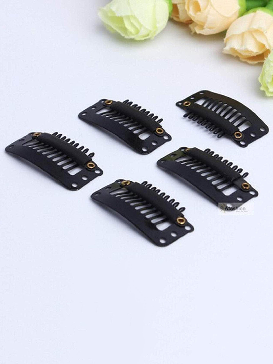 

CHRONEX Set of 12 Women's Hair Extension Metal Clips, Tic Tac Hair Clips, Black