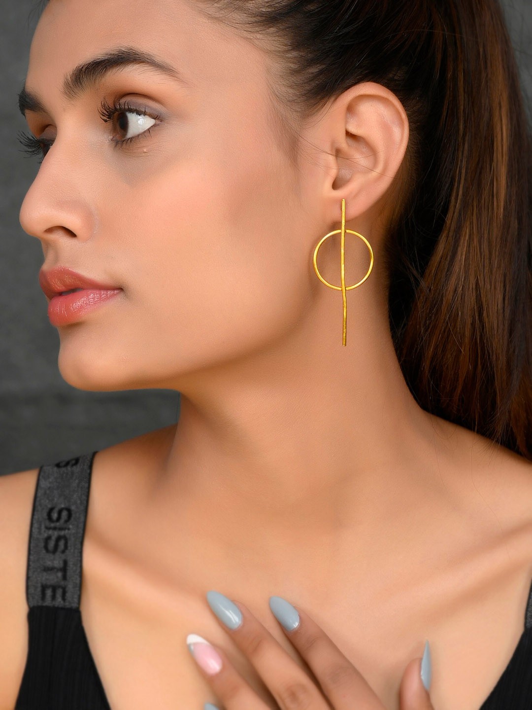 

Silvermerc Designs Gold-Plated Circular Drop Earrings