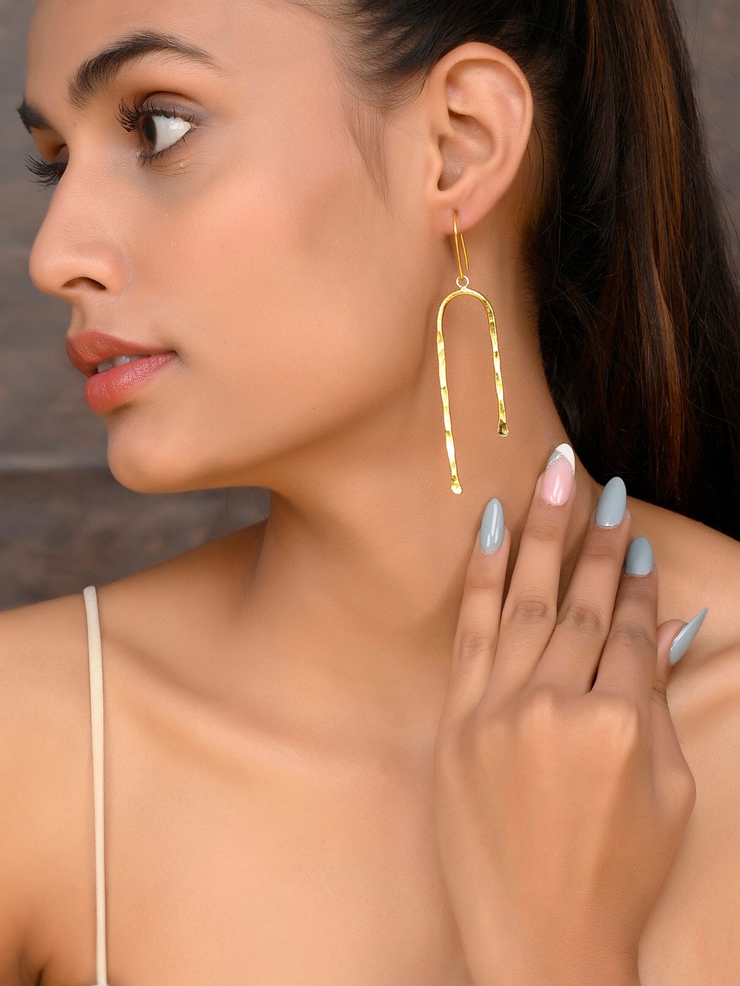 

Silvermerc Designs Gold-Plated Contemporary Drop Earrings