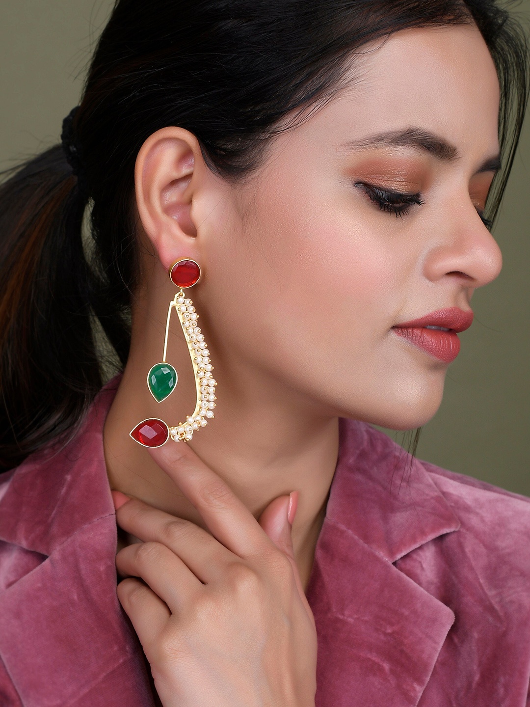 

Silvermerc Designs Gold-Plated Quartz Contemporary Drop Earrings, White