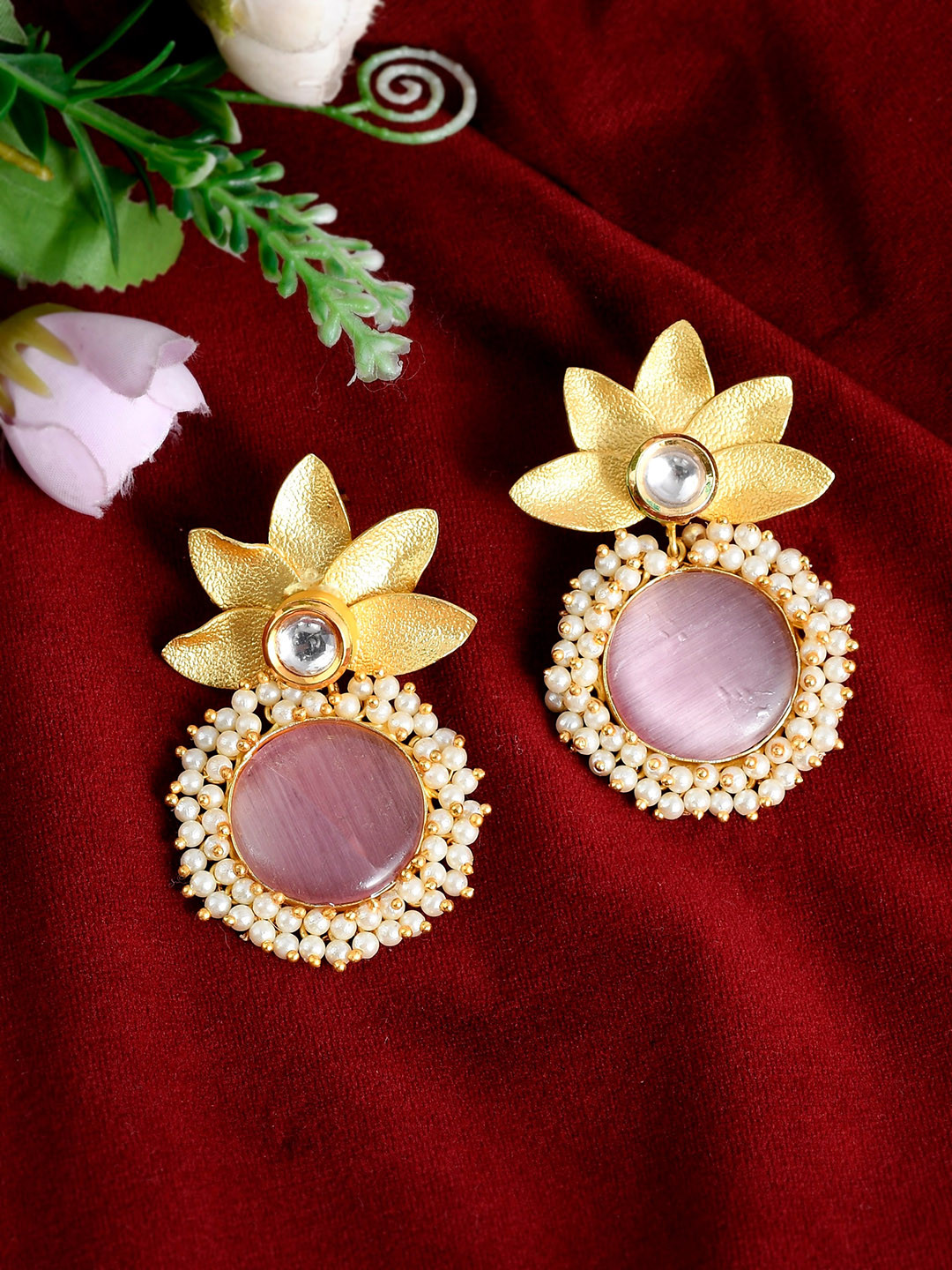 

Silvermerc Designs Gold-Toned Contemporary Drop Earrings