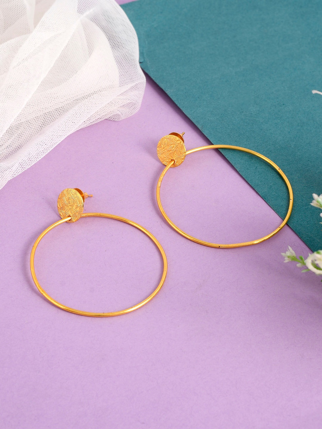 

Silvermerc Designs Gold-Toned Contemporary Drop Earrings
