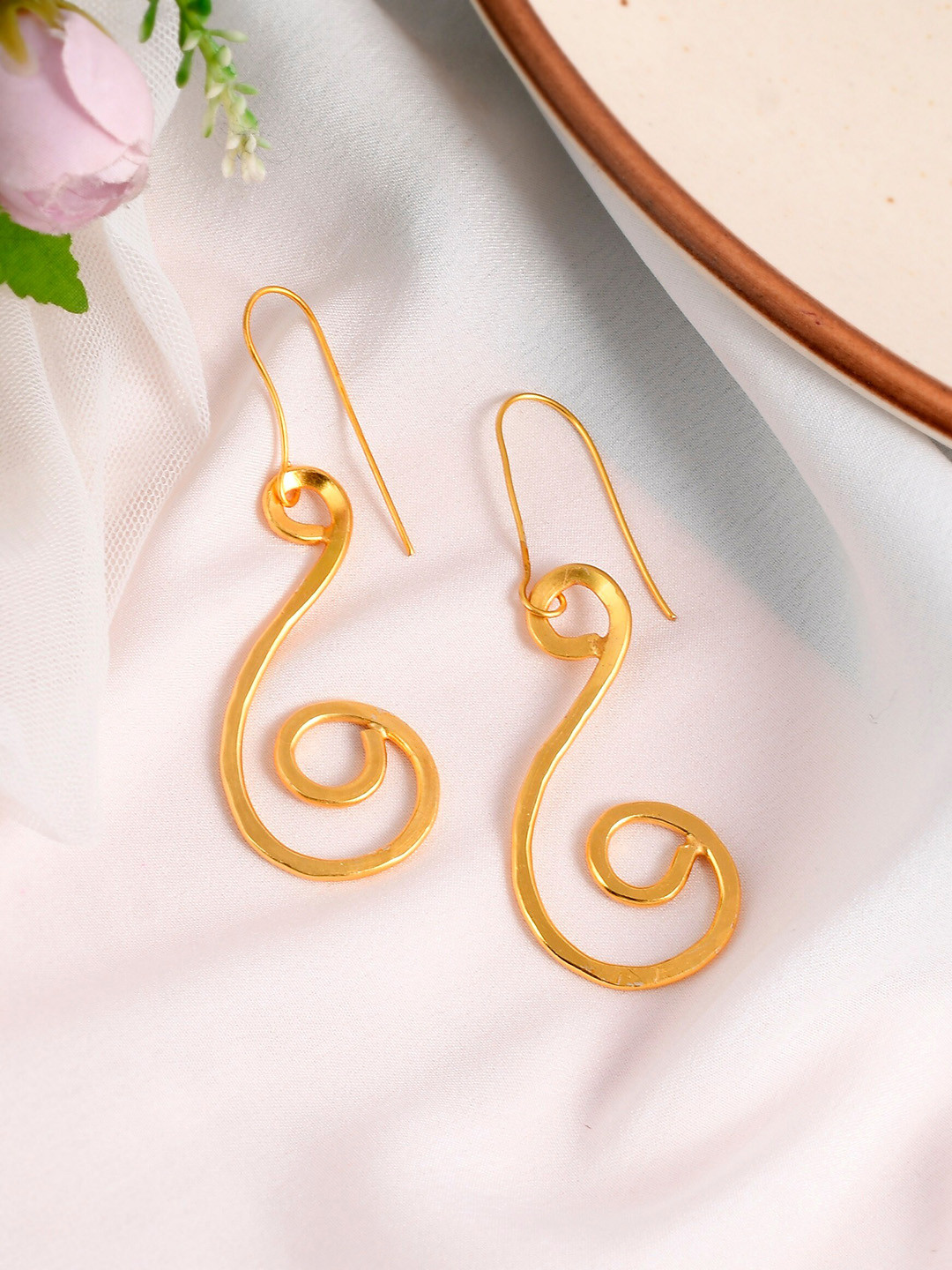 

Silvermerc Designs Gold-Toned Contemporary Drop Earrings