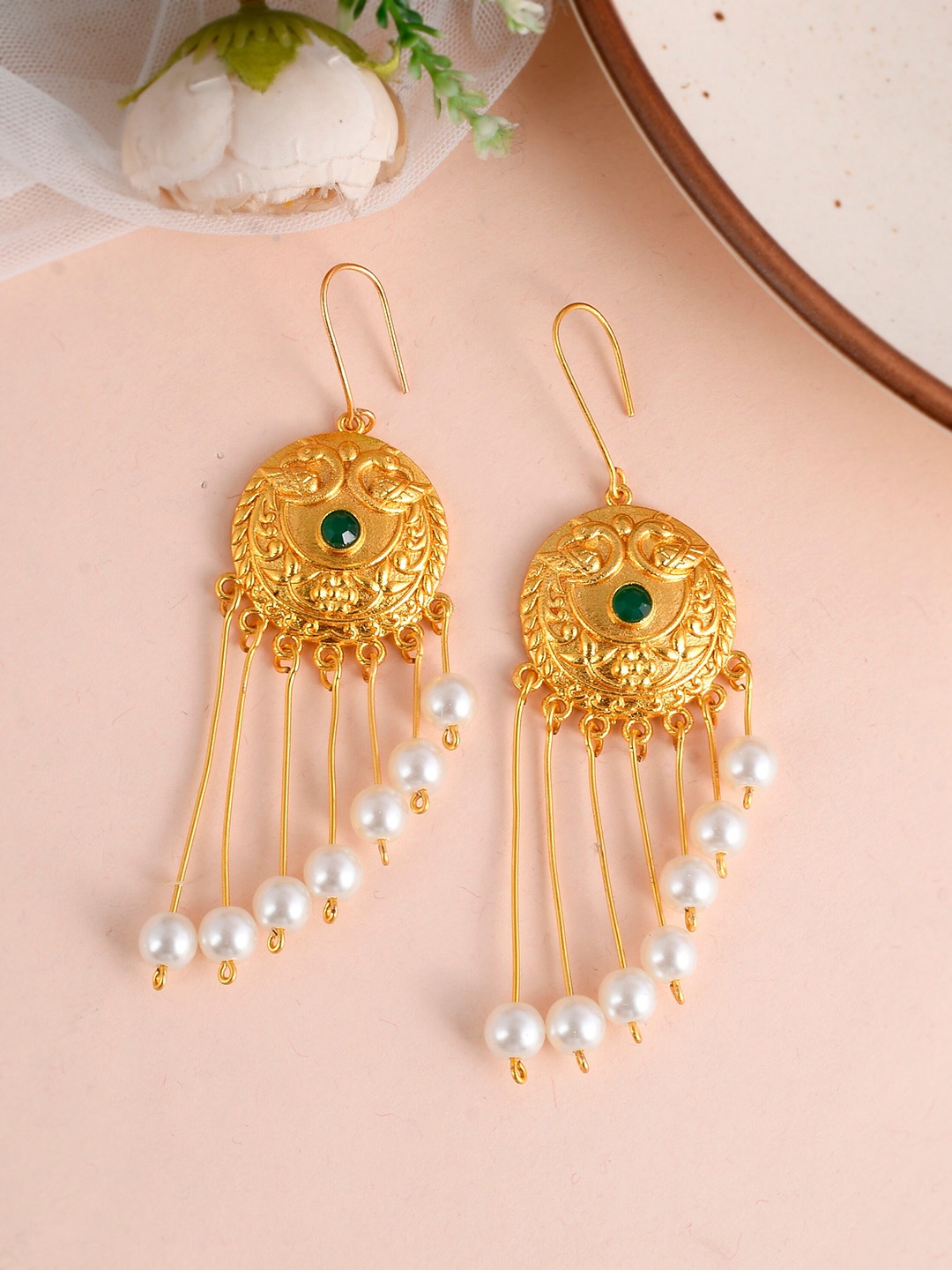 

Silvermerc Designs Gold-Toned Contemporary Jhumkas Earrings
