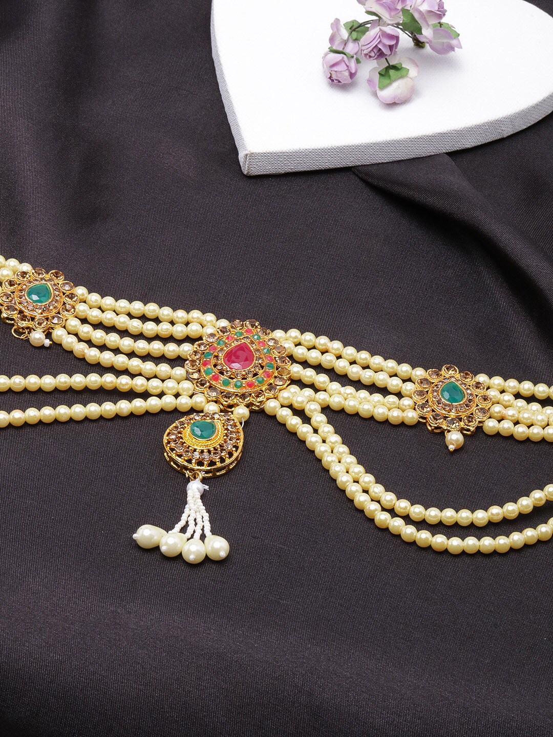

DIVA WALK Beads Studded Body Chain, Gold