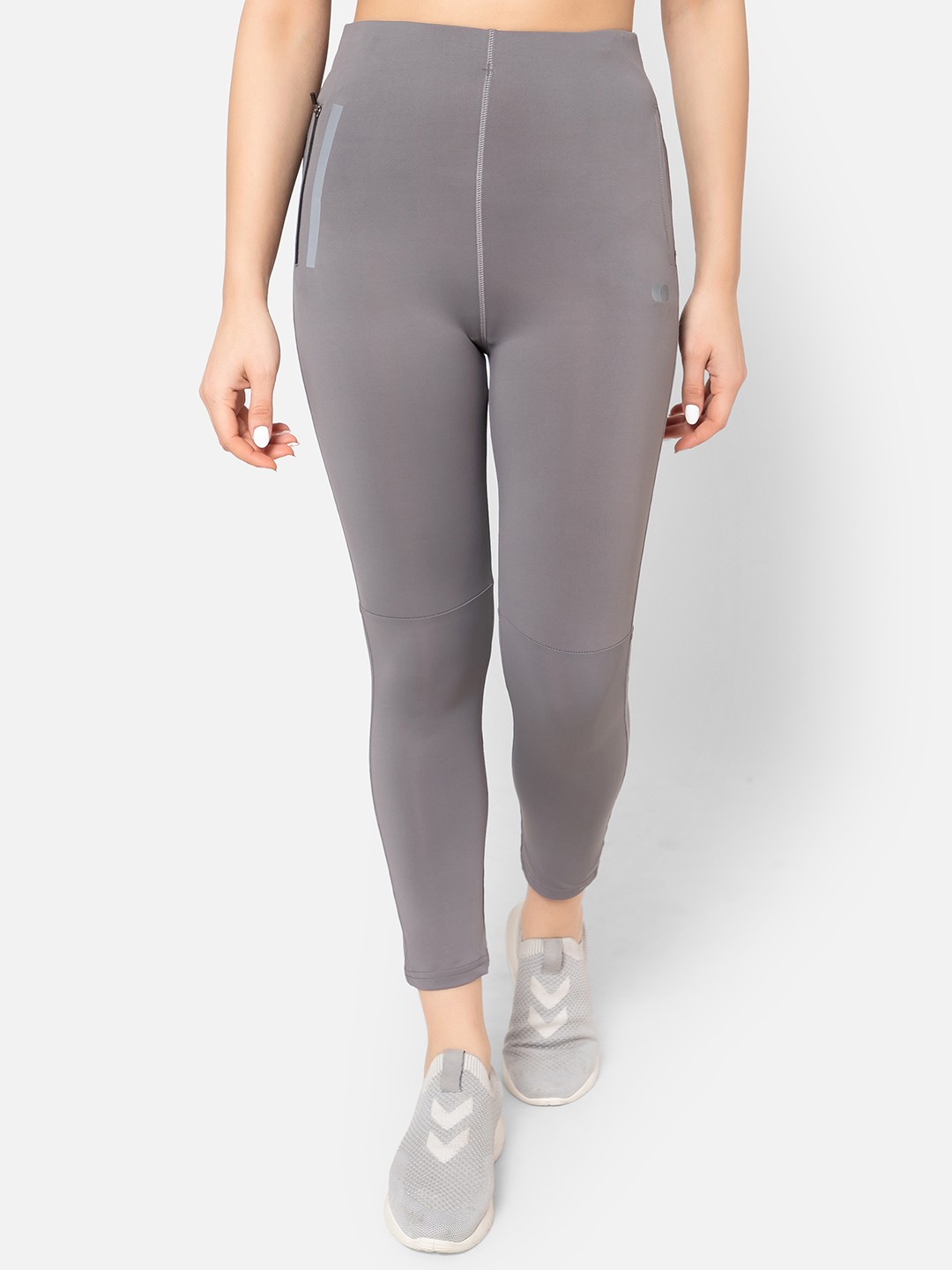 

Clovia Women High-Rise Active Tights with Side Pocket, Grey