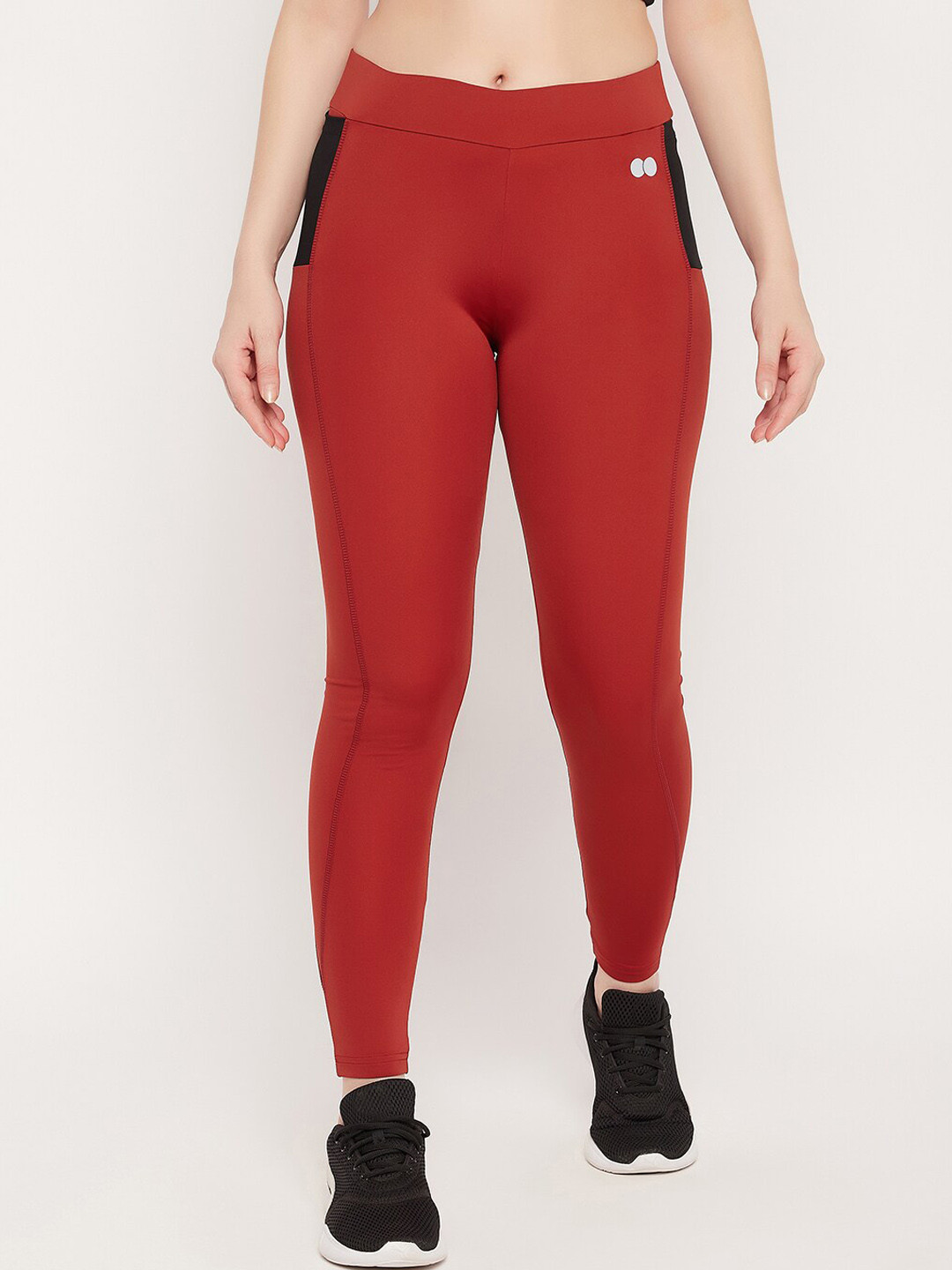

Clovia Women Snug-Fit High-Rise Active Tights, Red