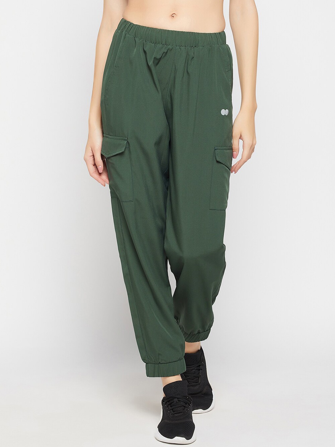 

Clovia Women Cargo Style Active Track Pants, Green