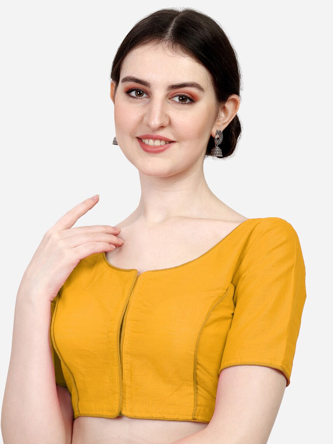 

Sumaira Tex Embellished Fancy Padded Saree Blouse, Yellow