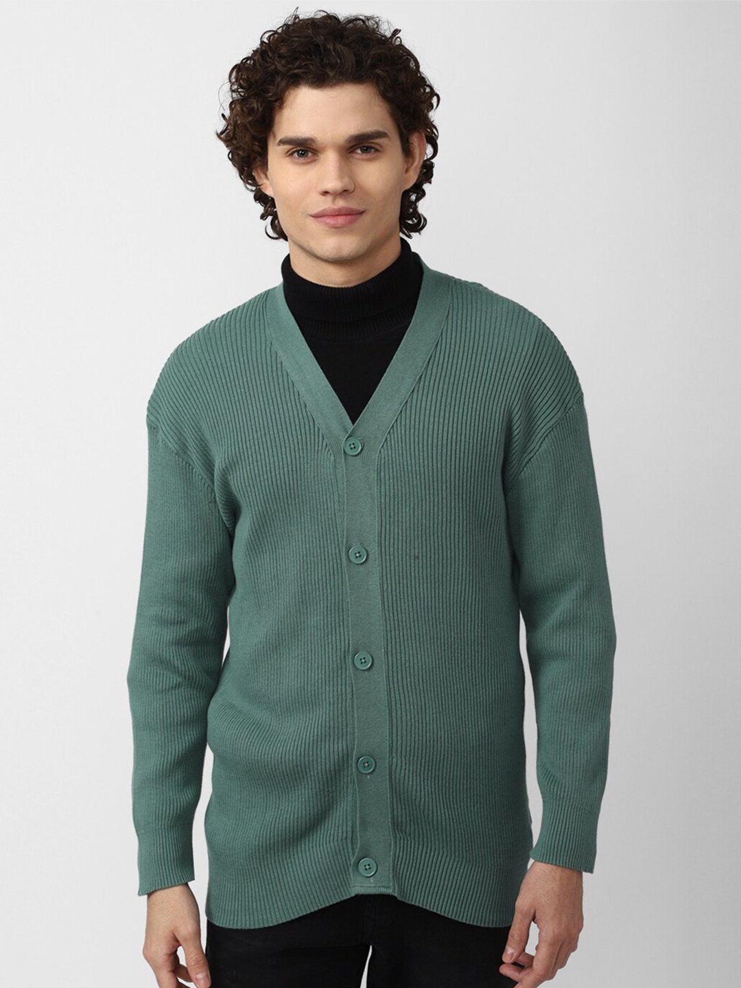 

FOREVER 21 Men Cotton Cardigan, Green