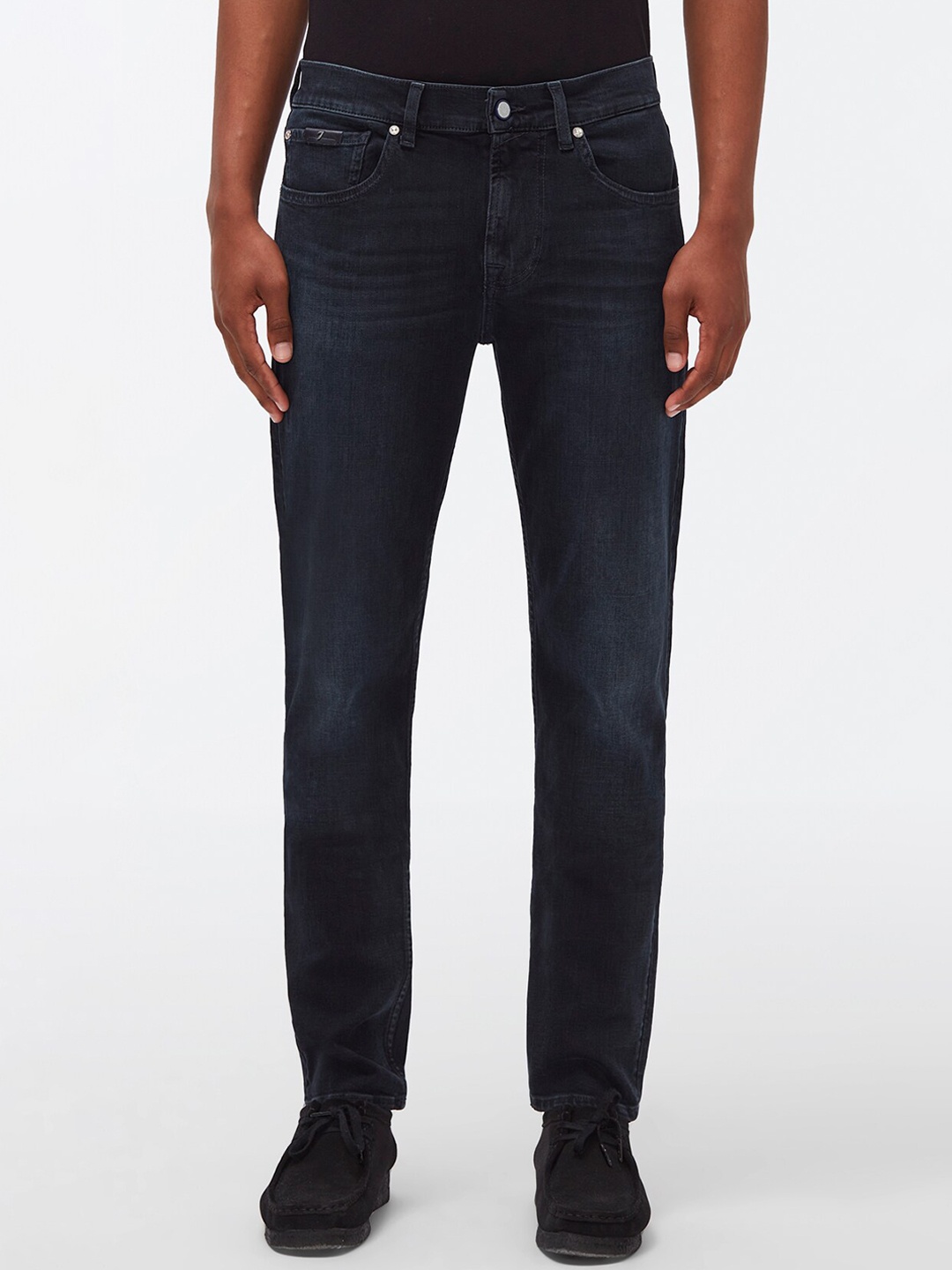 

7 For All Mankind Men Slim Fit Light Fade Cotton Jeans, Black