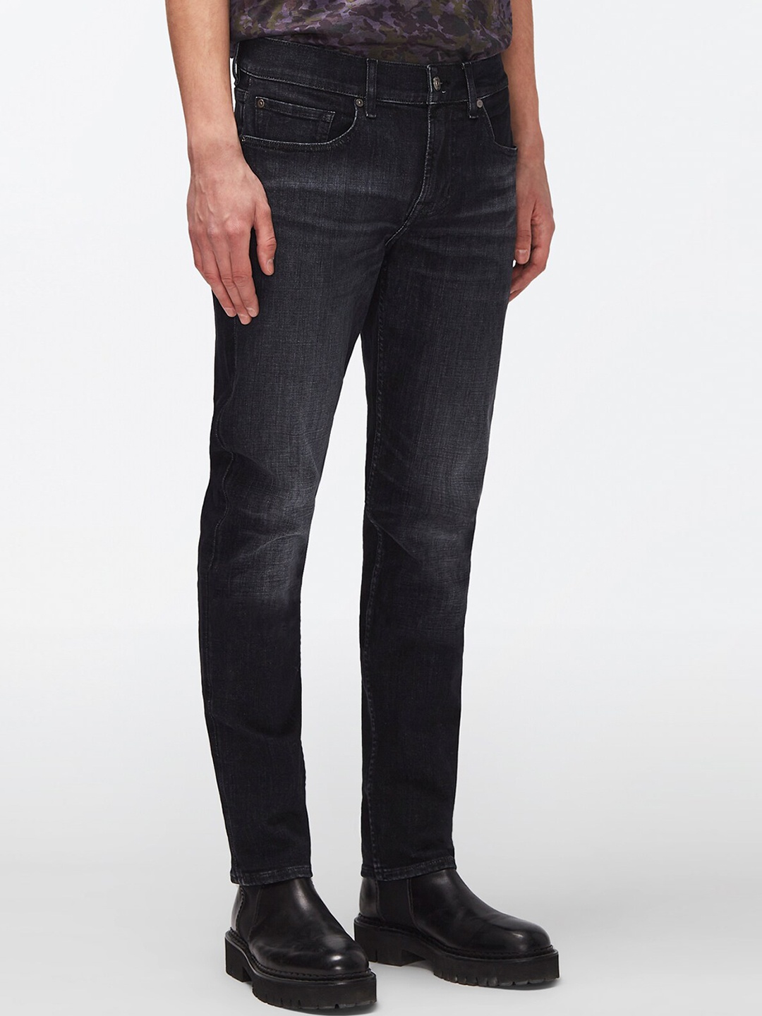 

7 For All Mankind Men Slim Fit Light Fade Cotton Jeans, Black