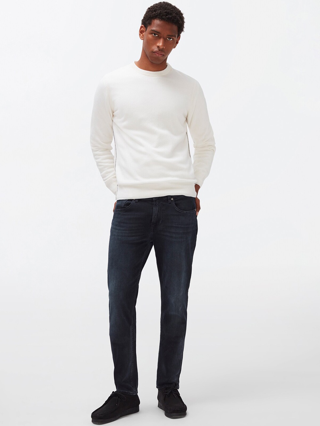 

7 For All Mankind Men Black Slim Fit Light Fade Jeans