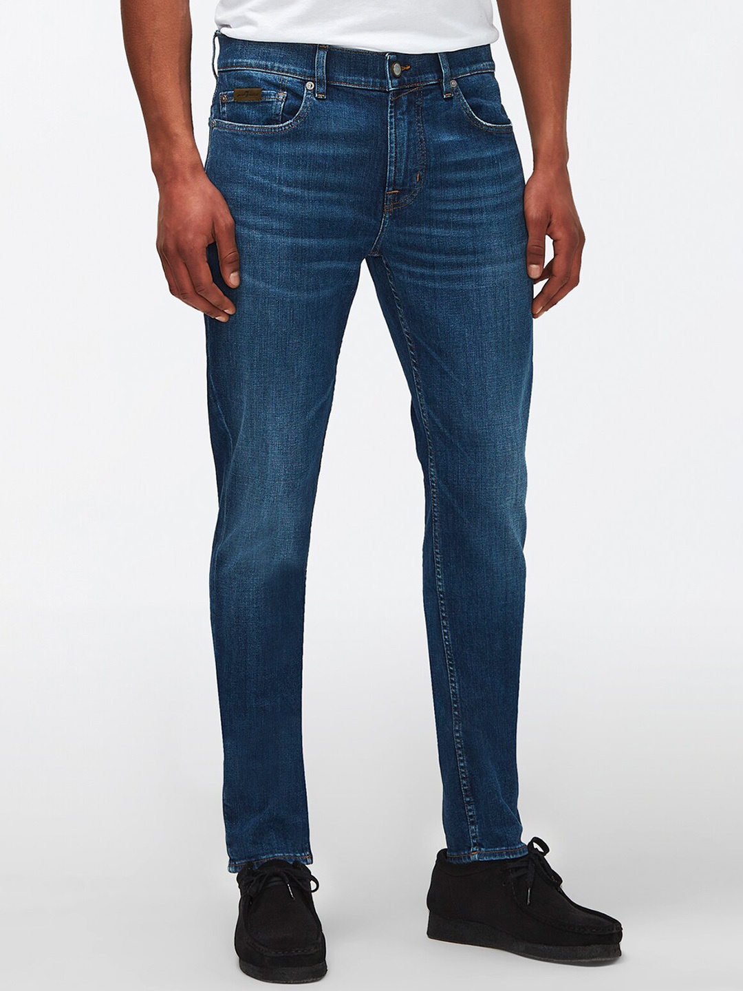 

7 For All Mankind Men Skinny Fit Light Fade Cotton Jeans, Blue
