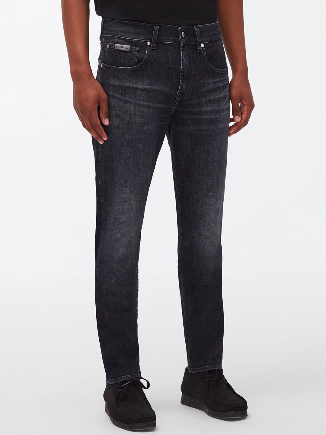 

7 For All Mankind Men Slim Fit Light Fade Cotton Jeans, Black