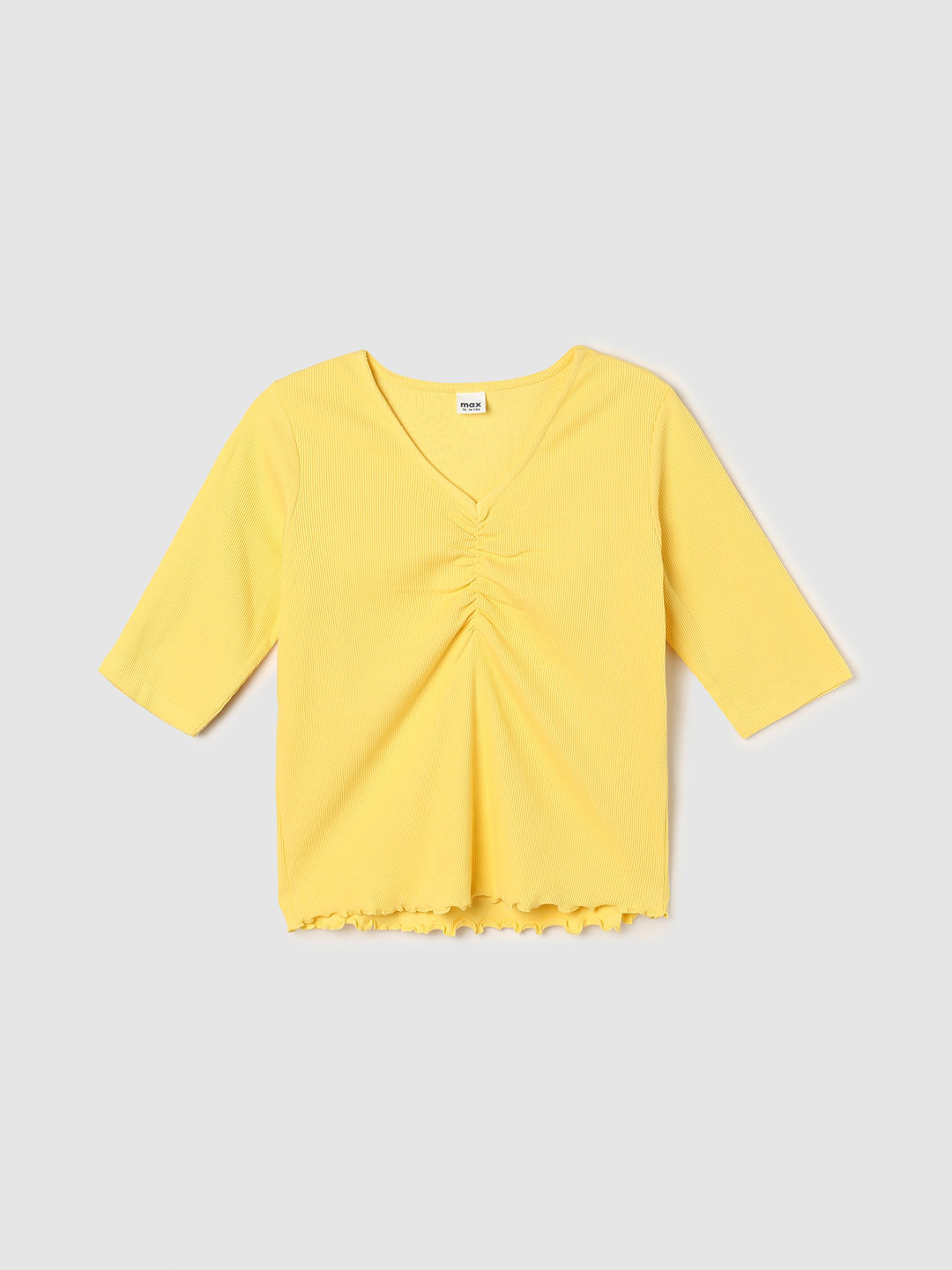 

max Yellow Ruched lettuce Hem Top