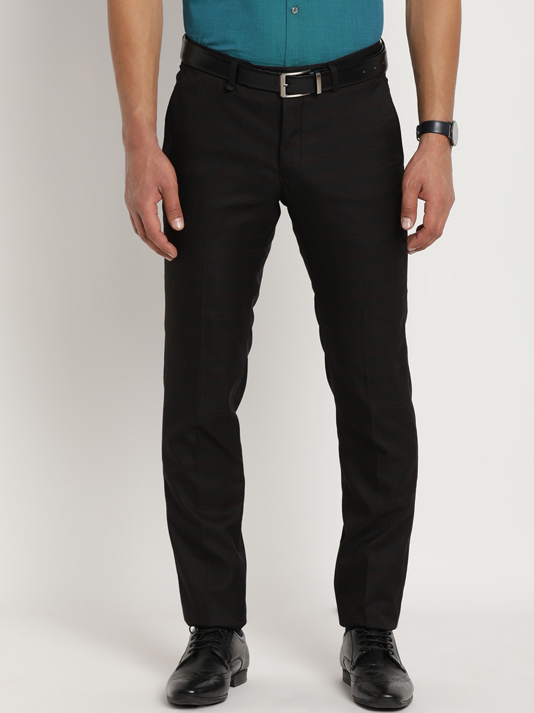 

Turtle Men Tailored Slim Fit Cotton Trousers, Black