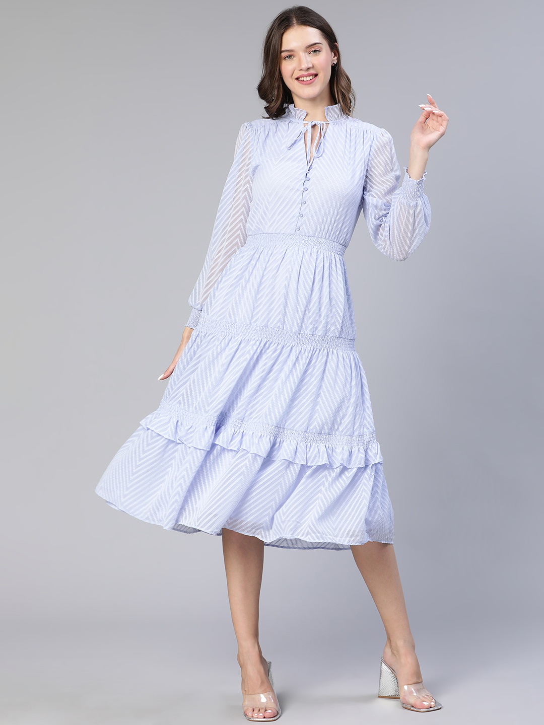

Oxolloxo Woman Cloudy blue elasticated women long dress