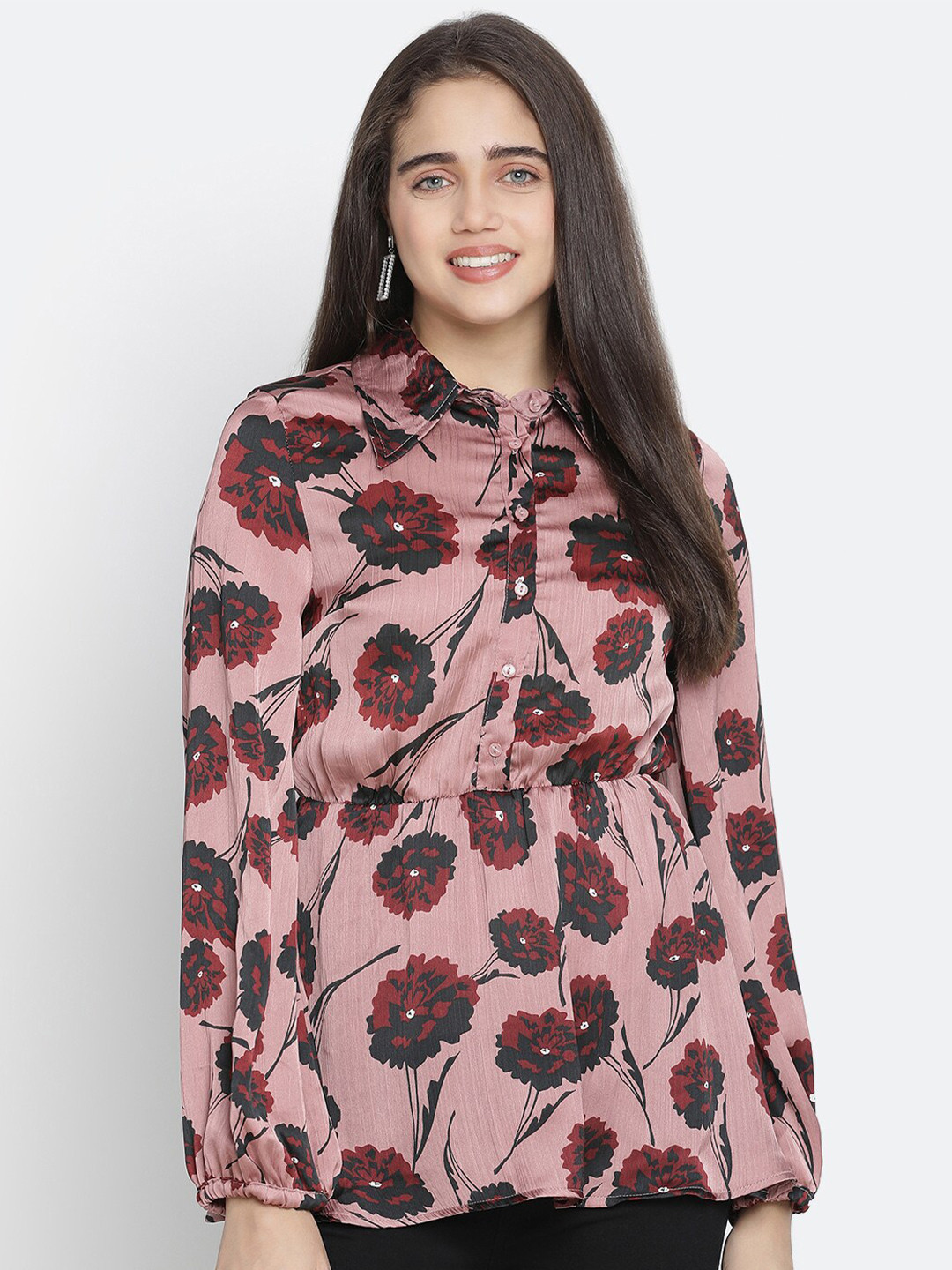 

Oxolloxo Floral Print Empire Longline Top, Pink