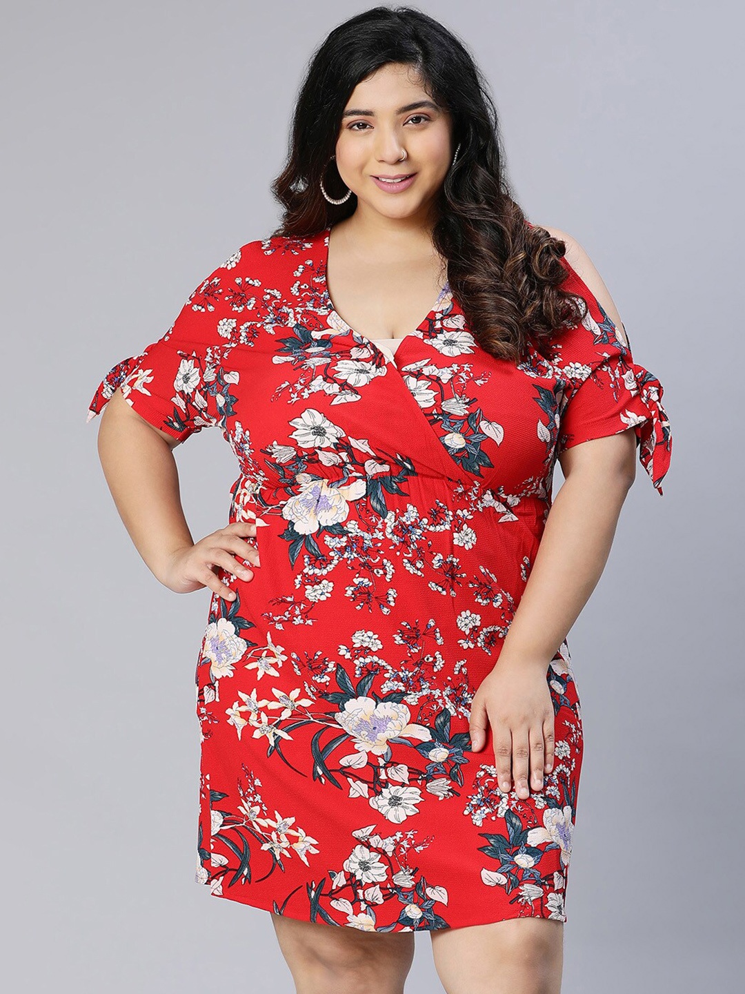 

Oxolloxo Plus Size Floral Dress, Red