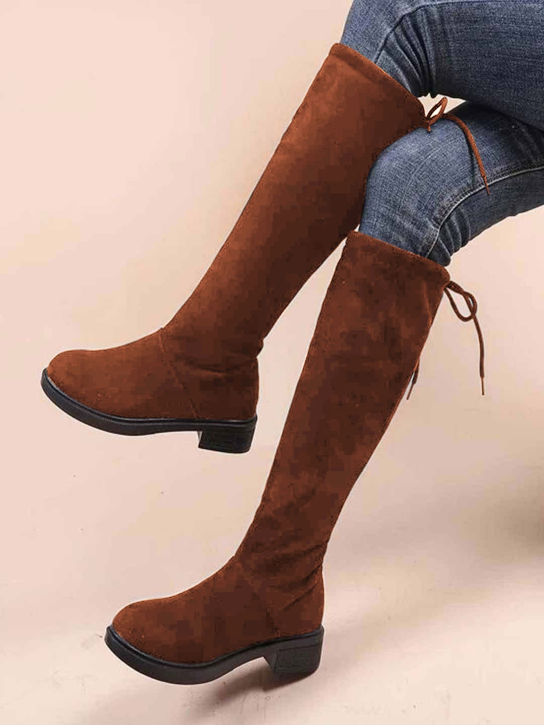 

Shoetopia Women High Top Regular Boots, Brown