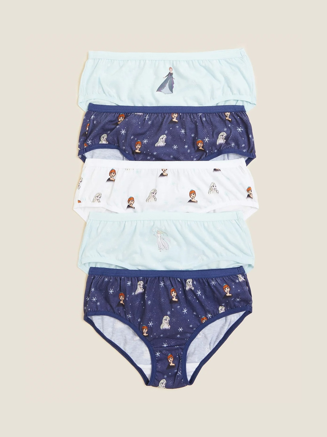 

Marks & Spencer Girls Pack Of 5 Printed Cotton Basic Briefs, Navy blue