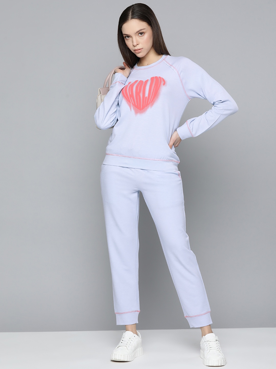 

VividArtsy Women Printed Sweatshirt With Joggers, Blue
