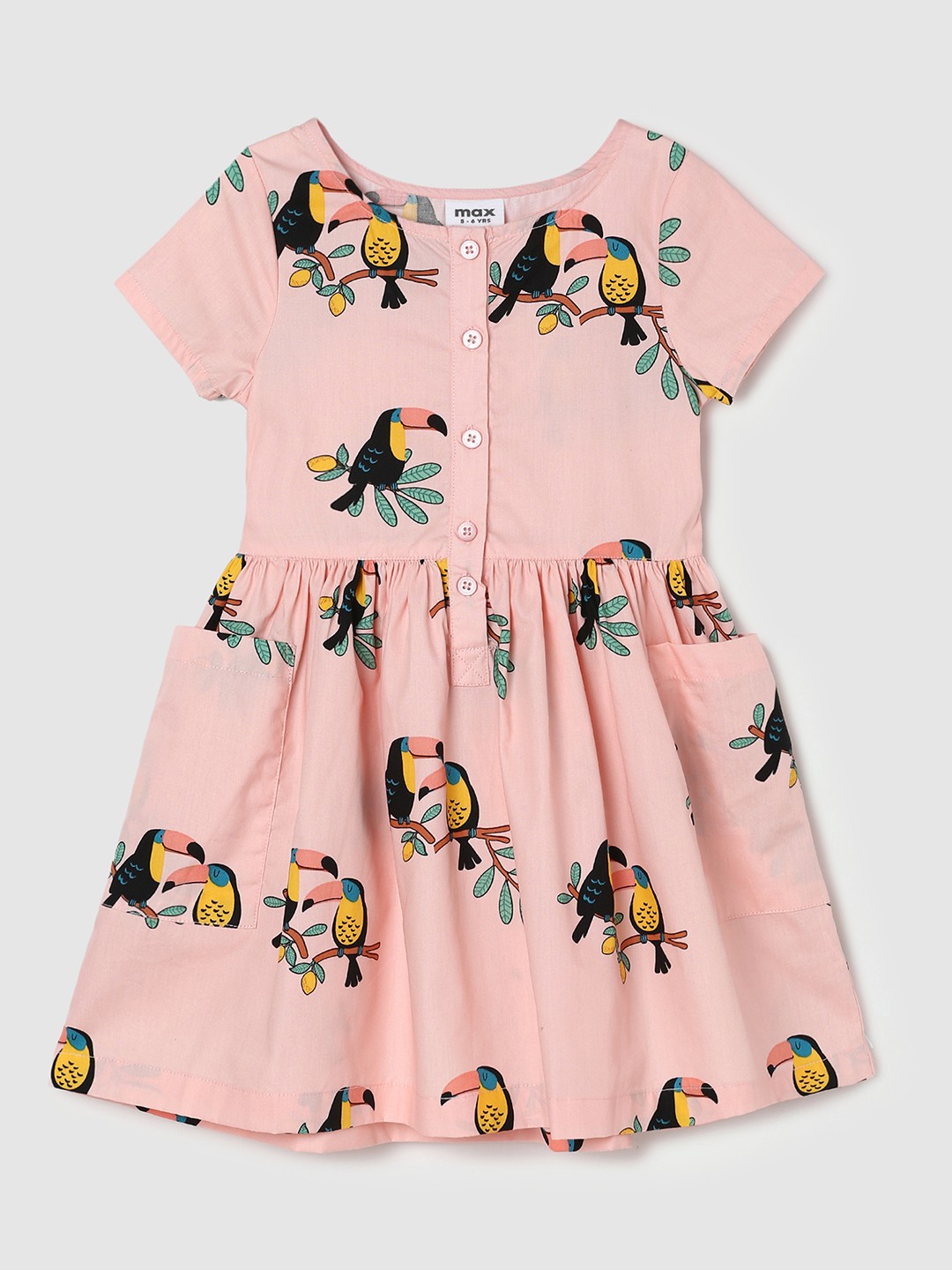 

max Fit & Flare Cotton Dress, Pink