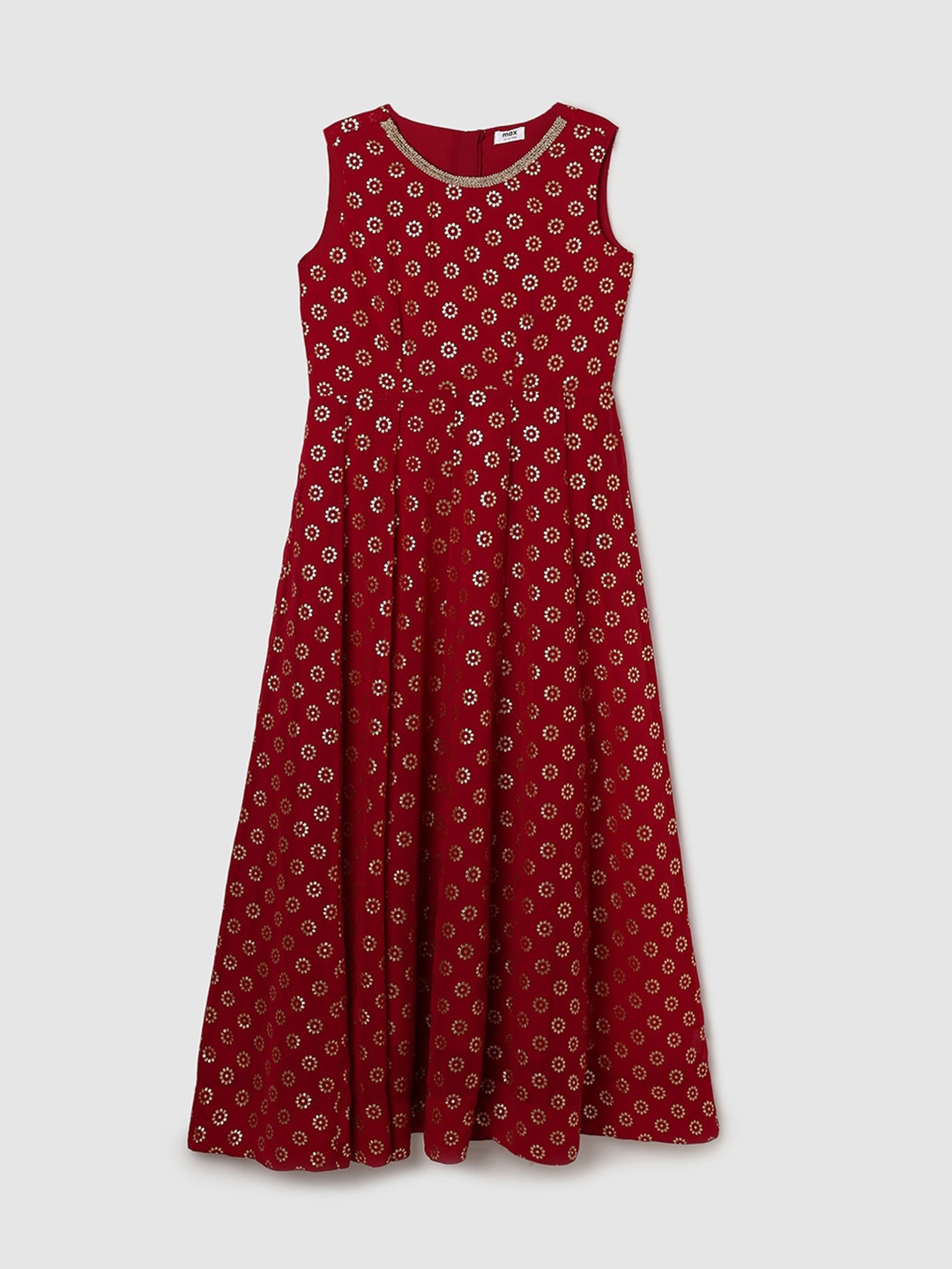 

max Girls Ethnic Motifs Printed Ethnic Dress, Red