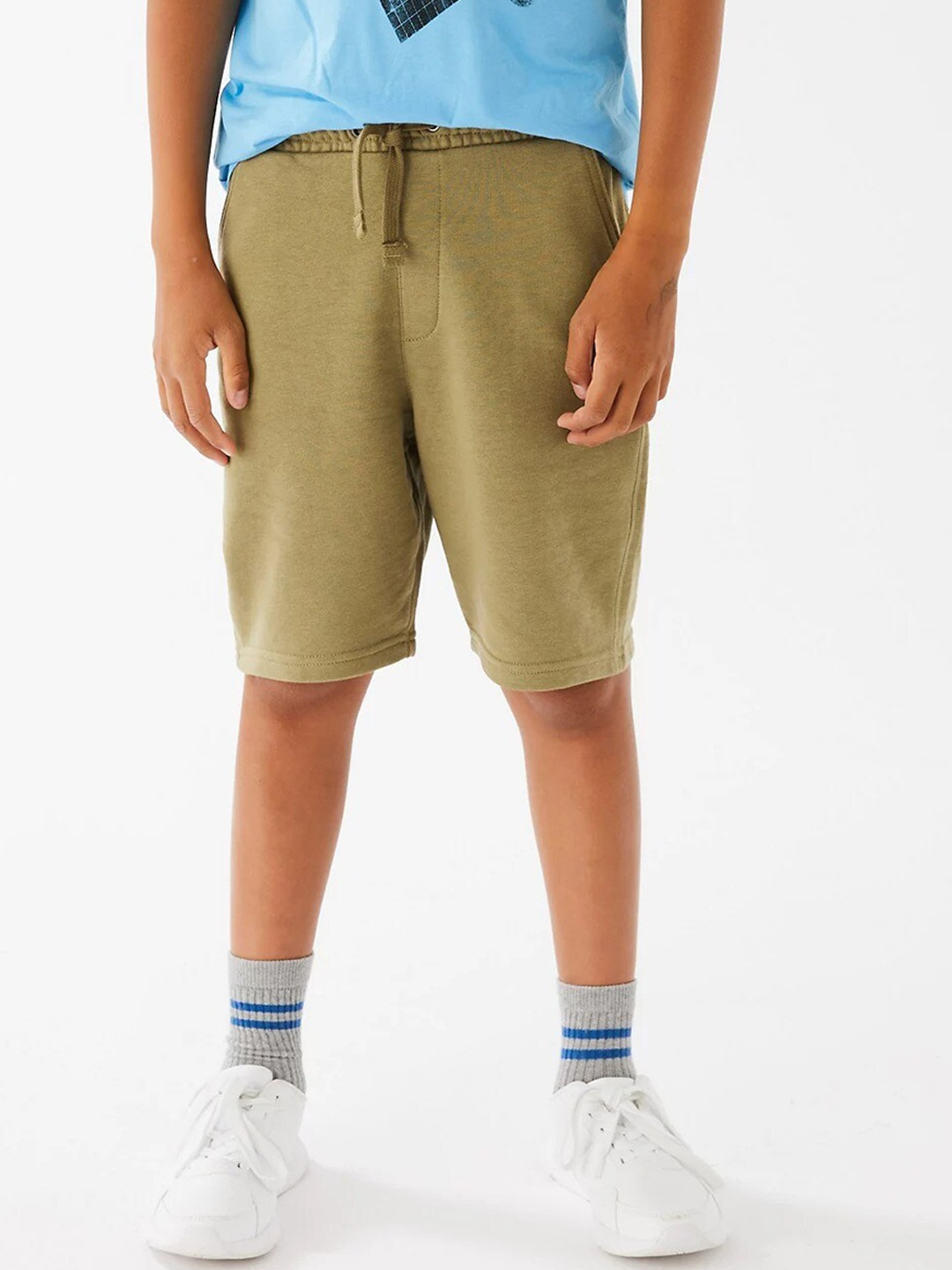 

Marks & Spencer Boys High-Rise Cotton Shorts, Olive