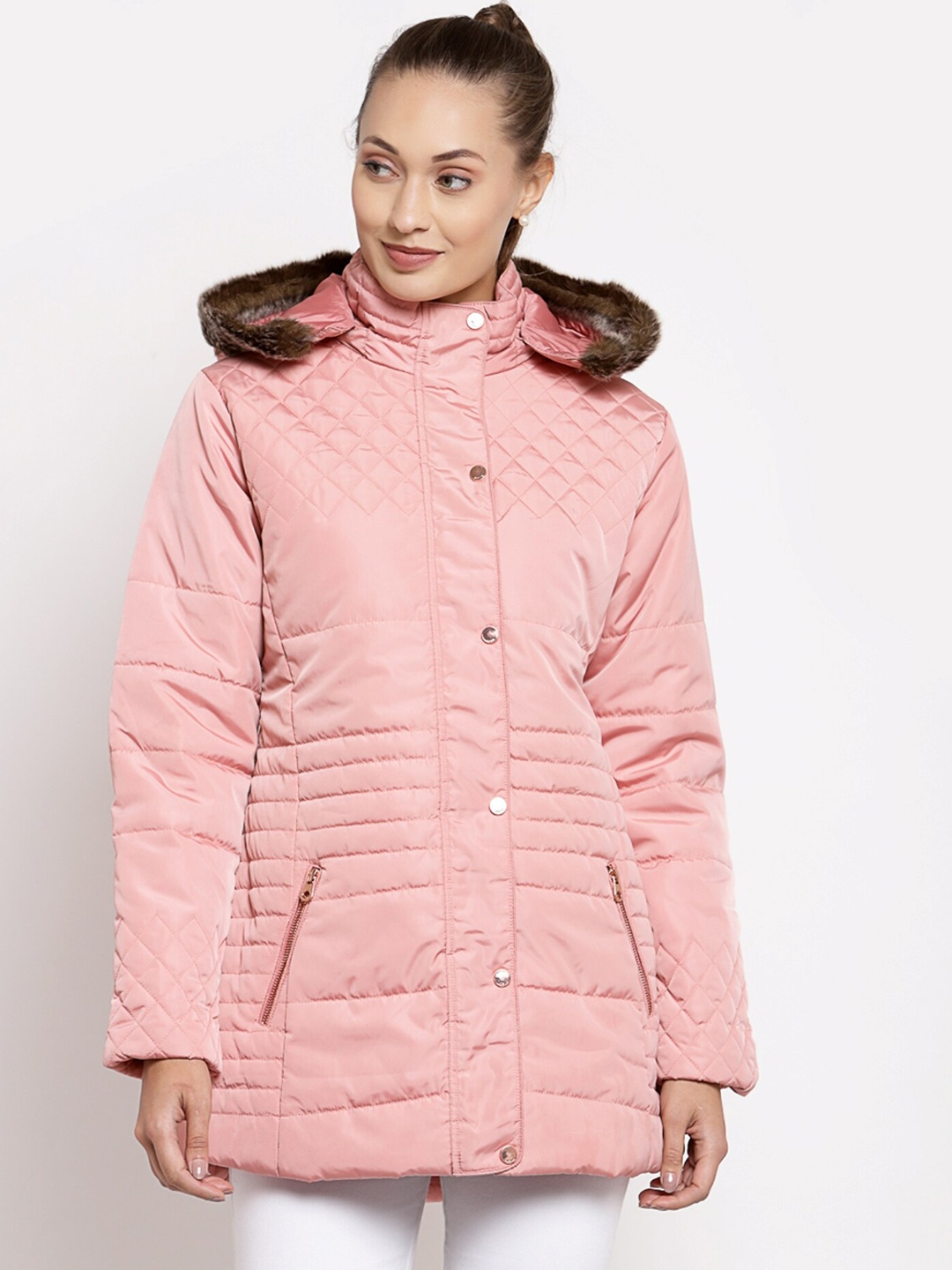 

Juelle Women Longline Parka Jacket, Pink