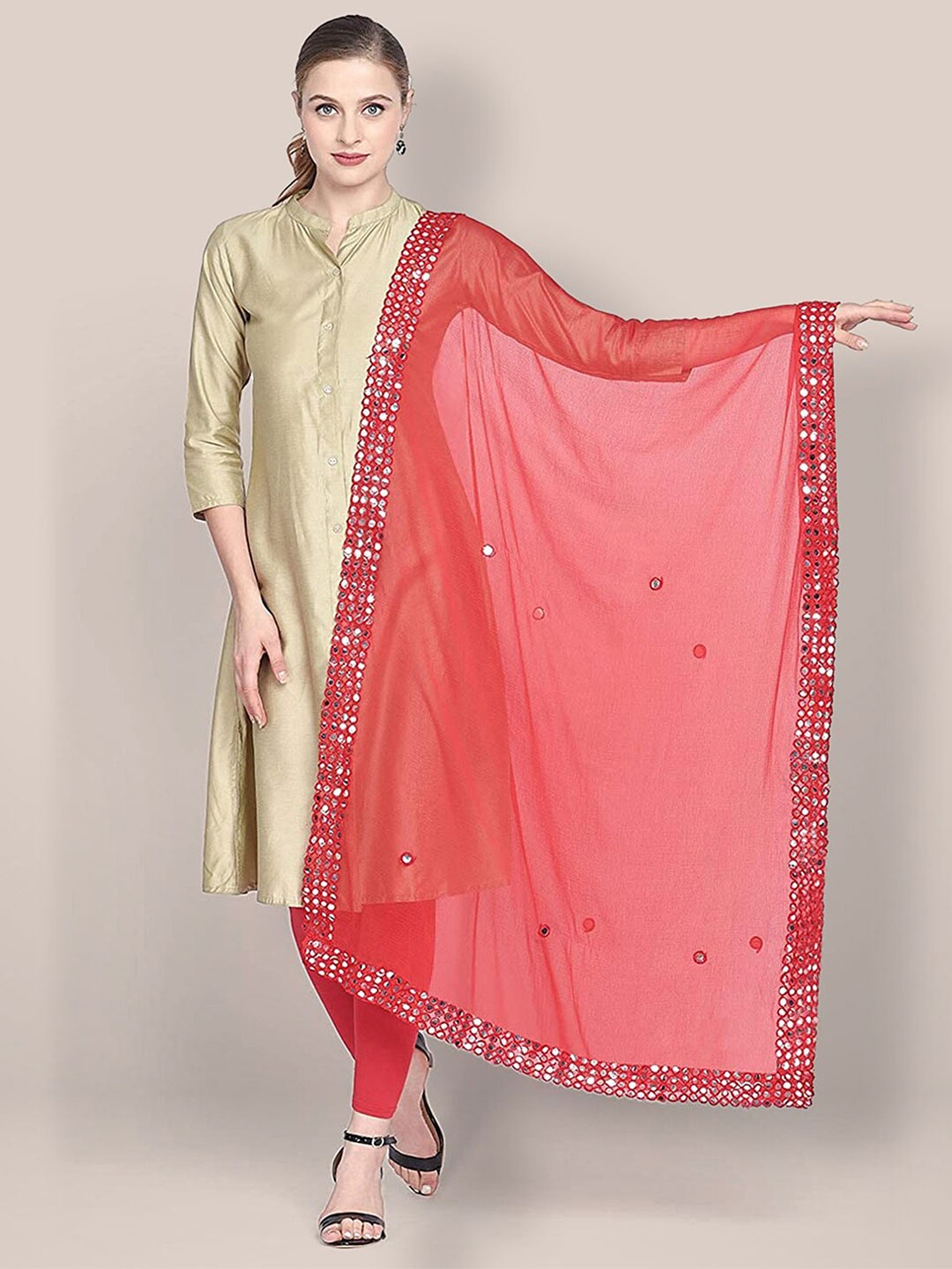 Dupatta Bazaar Dupatta with Mirror Work, Red