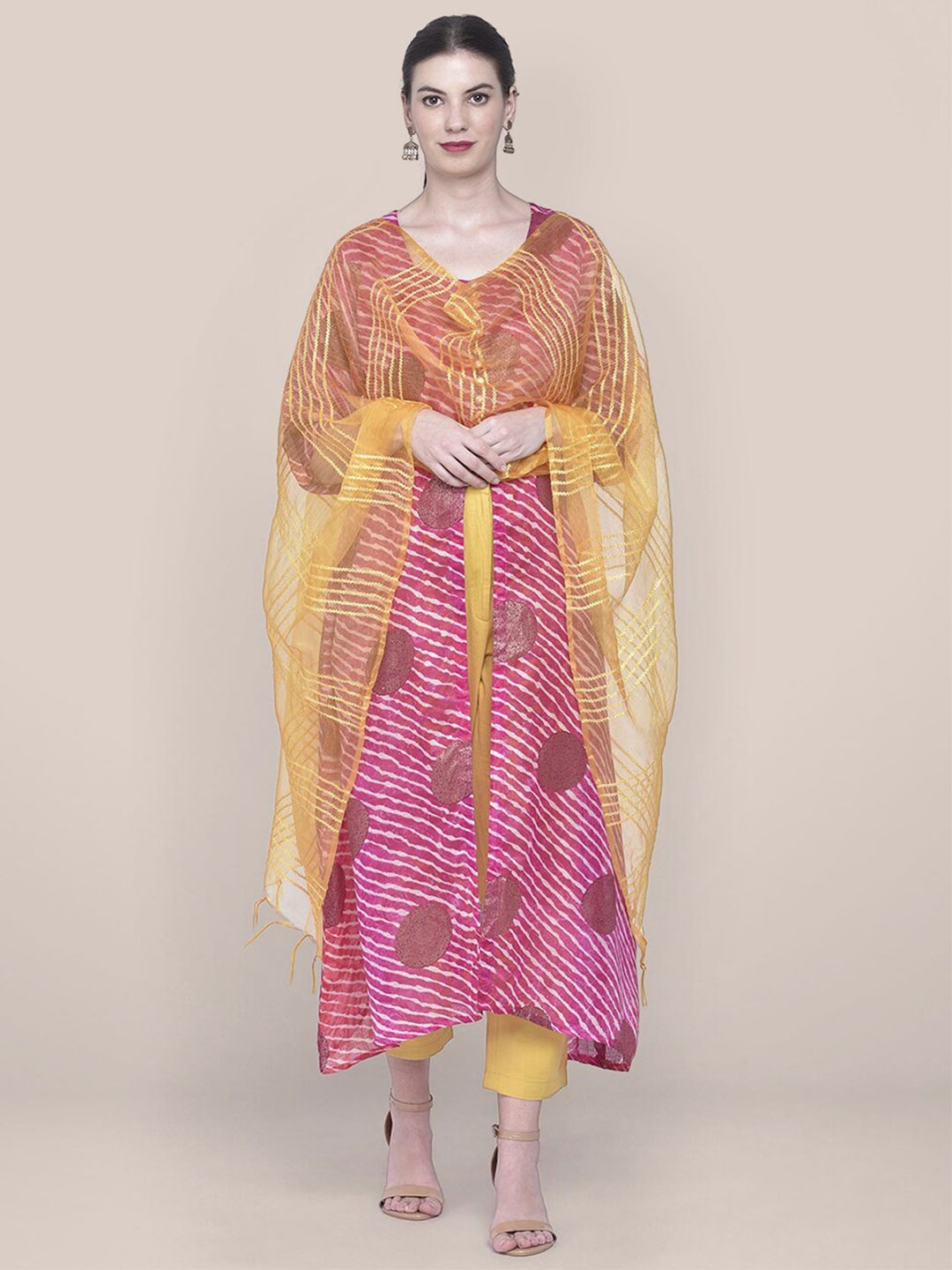 

Dupatta Bazaar Woven Design Organza Dupatta, Yellow