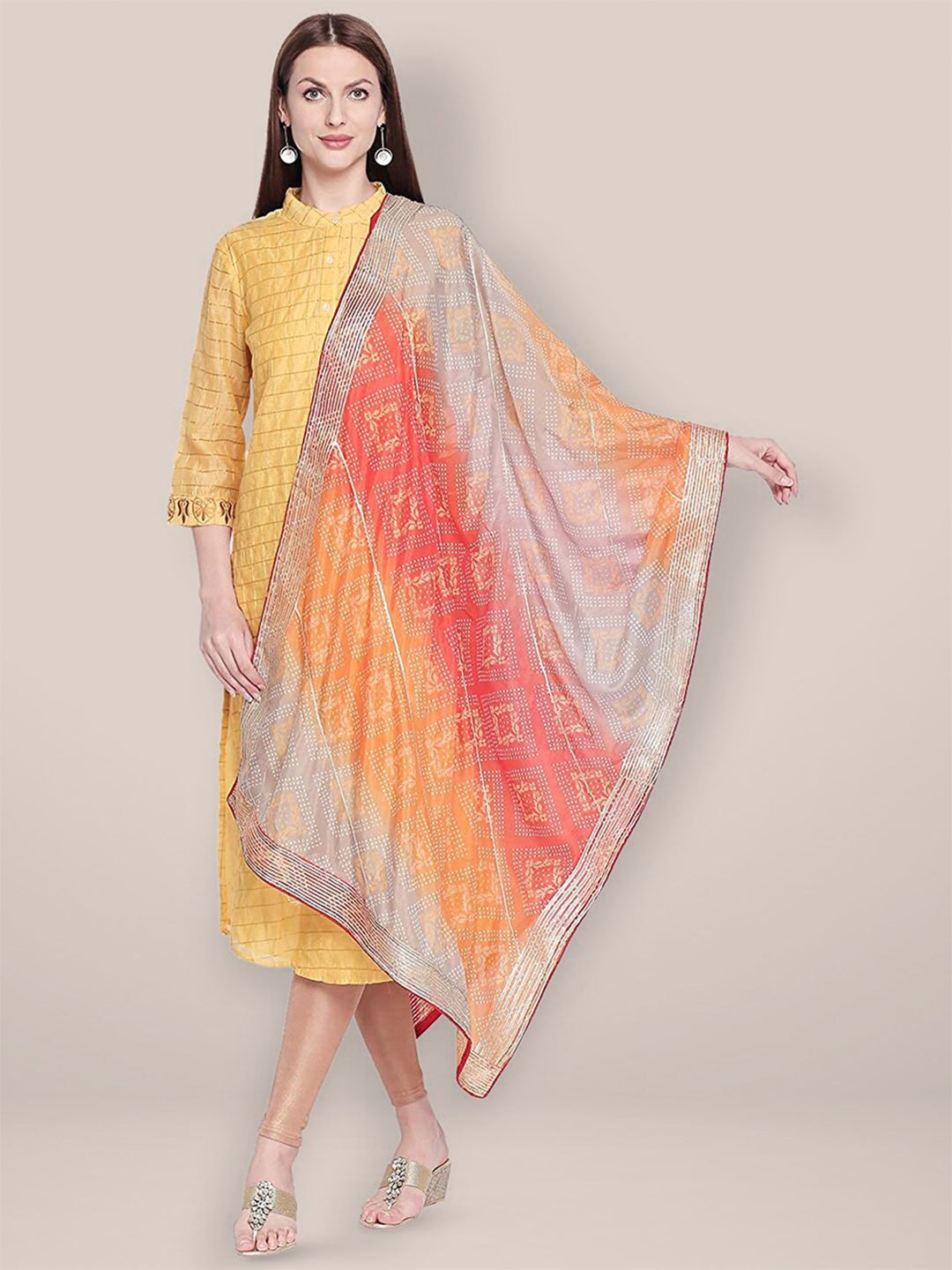 

Dupatta Bazaar Printed Dupatta with Gotta Patti, Yellow