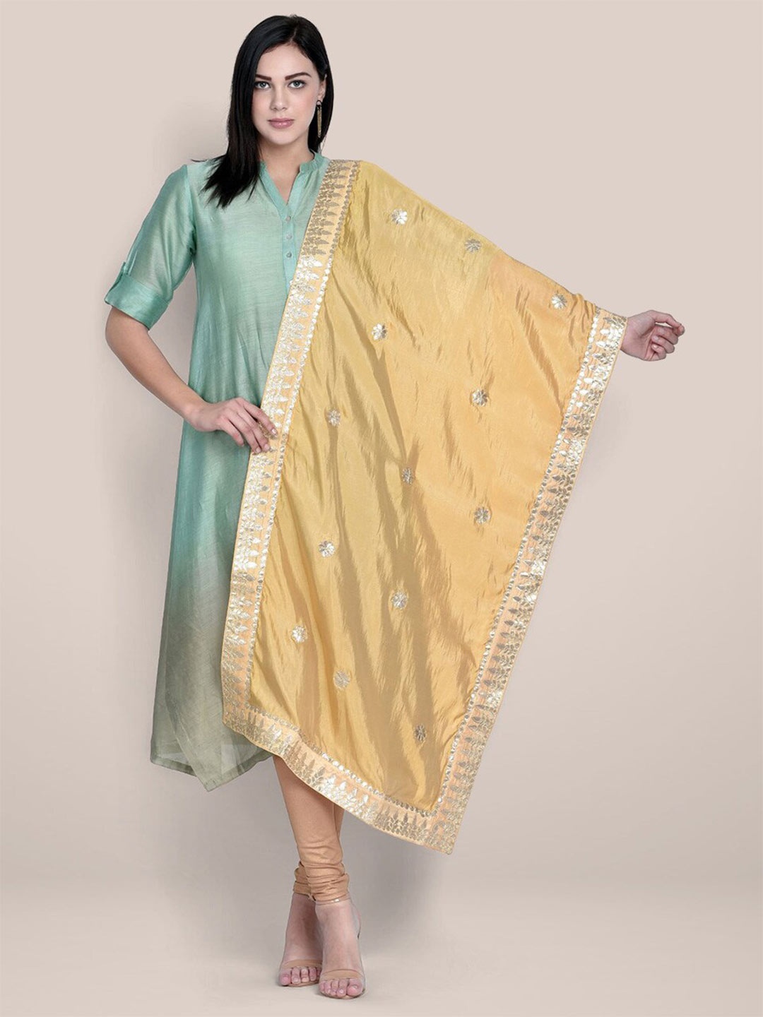

Dupatta Bazaar Embroidered Dupatta with Gotta Patti, Yellow