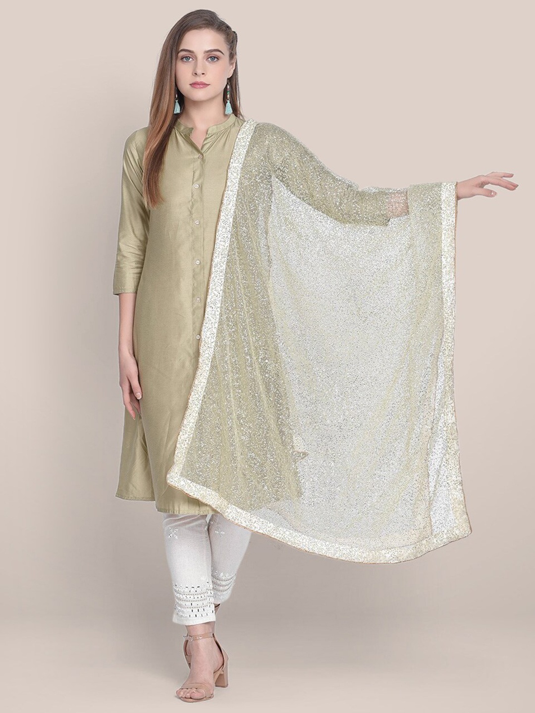 

Dupatta Bazaar Embellished Dupatta with Sequinned, White