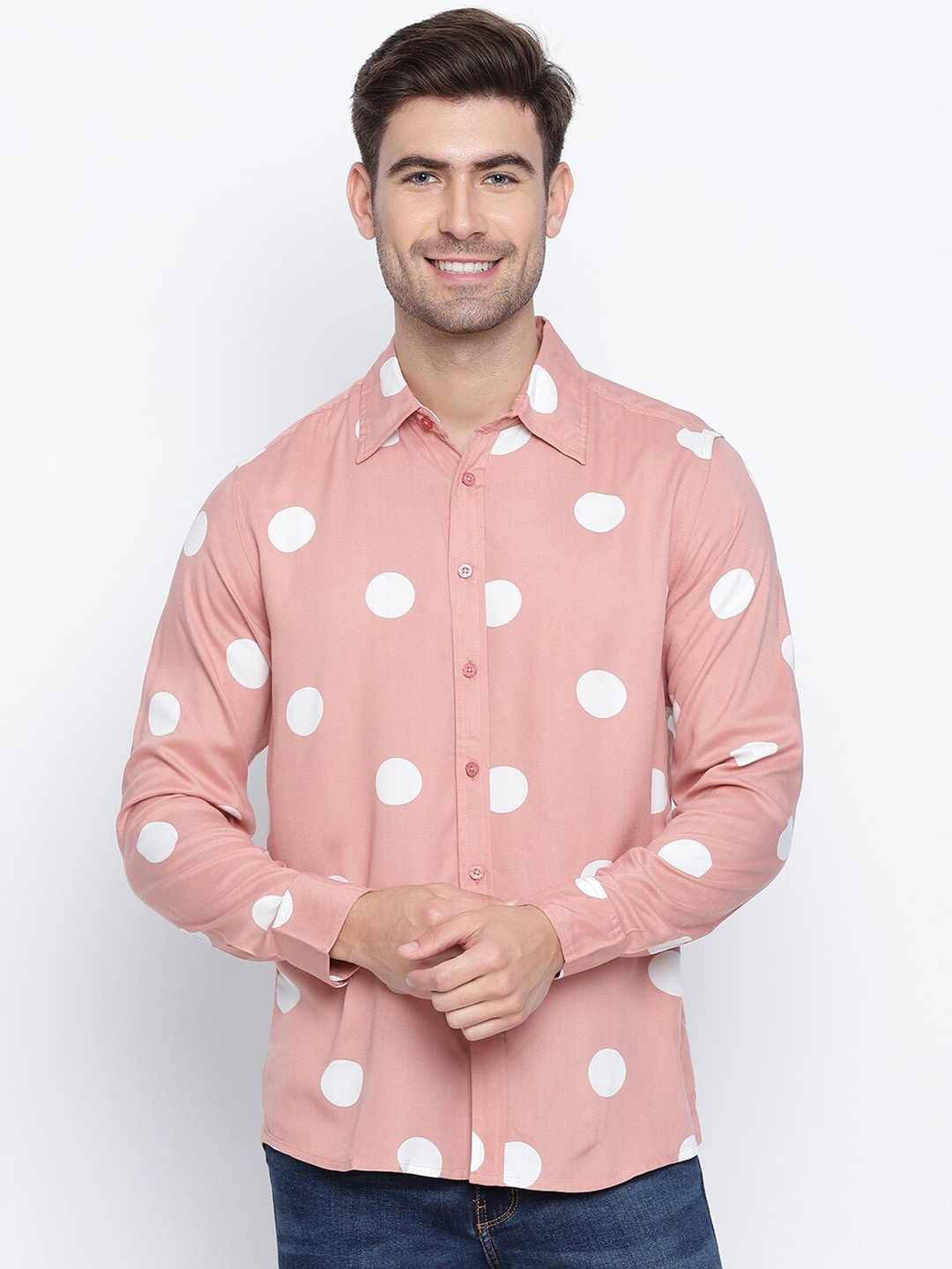 

Oxolloxo Men Printed Casual Shirt, Peach