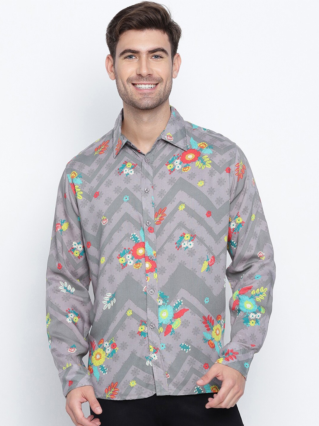 

Oxolloxo Men Semi Sheer Printed Casual Shirt, Multi