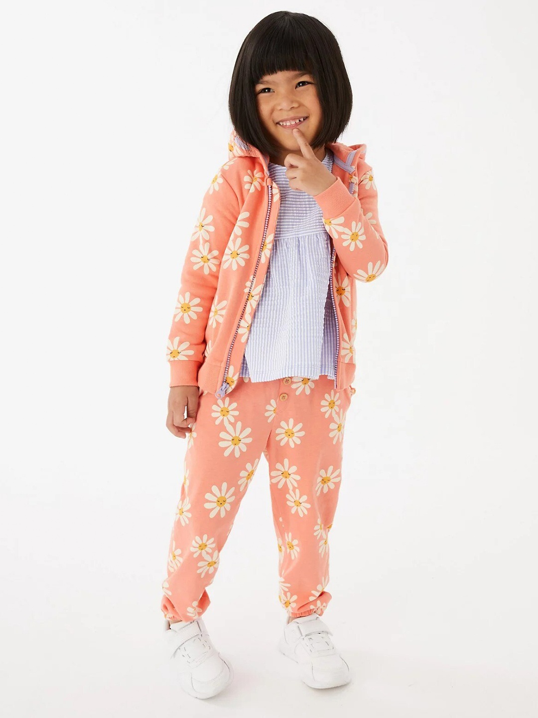 

Marks & Spencer Girls Printed Hooded Sweatshirt, Coral
