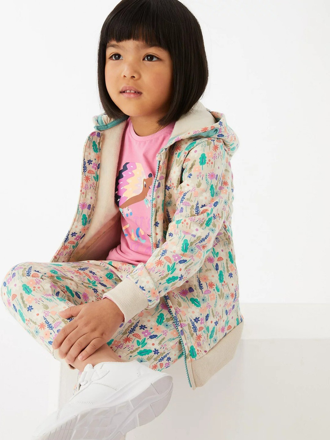 

Marks & Spencer Girls Printed Hooded Sweatshirt, Cream