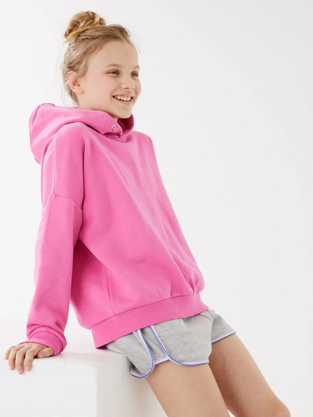 

Marks & Spencer Girls Hooded Pullover Sweatshirt, Pink